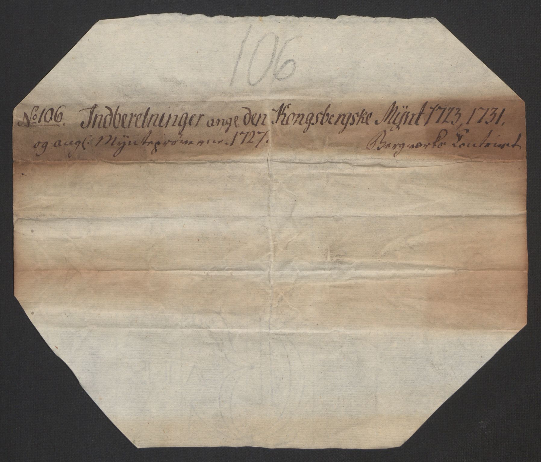 Rentekammeret inntil 1814, Realistisk ordnet avdeling, RA/EA-4070/Oa/L0014: [Y17]: Forskjellige dokumenter om Kongsbergs mynt, 1723-1765, p. 3