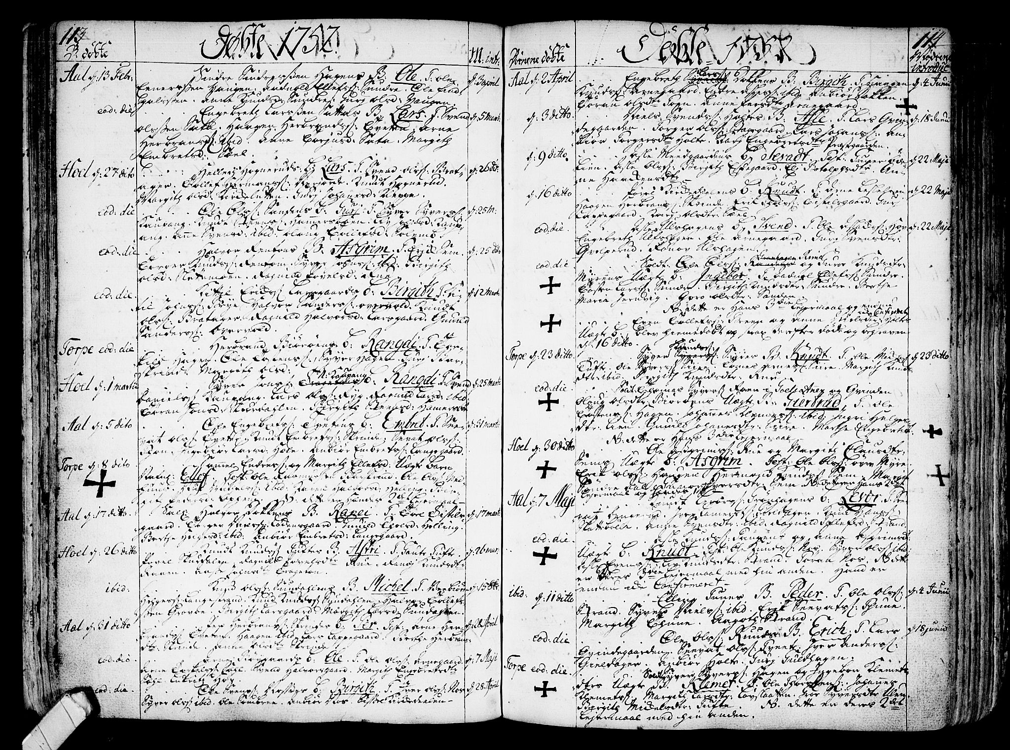 Ål kirkebøker, AV/SAKO-A-249/F/Fa/L0001: Parish register (official) no. I 1, 1744-1769, p. 113-114