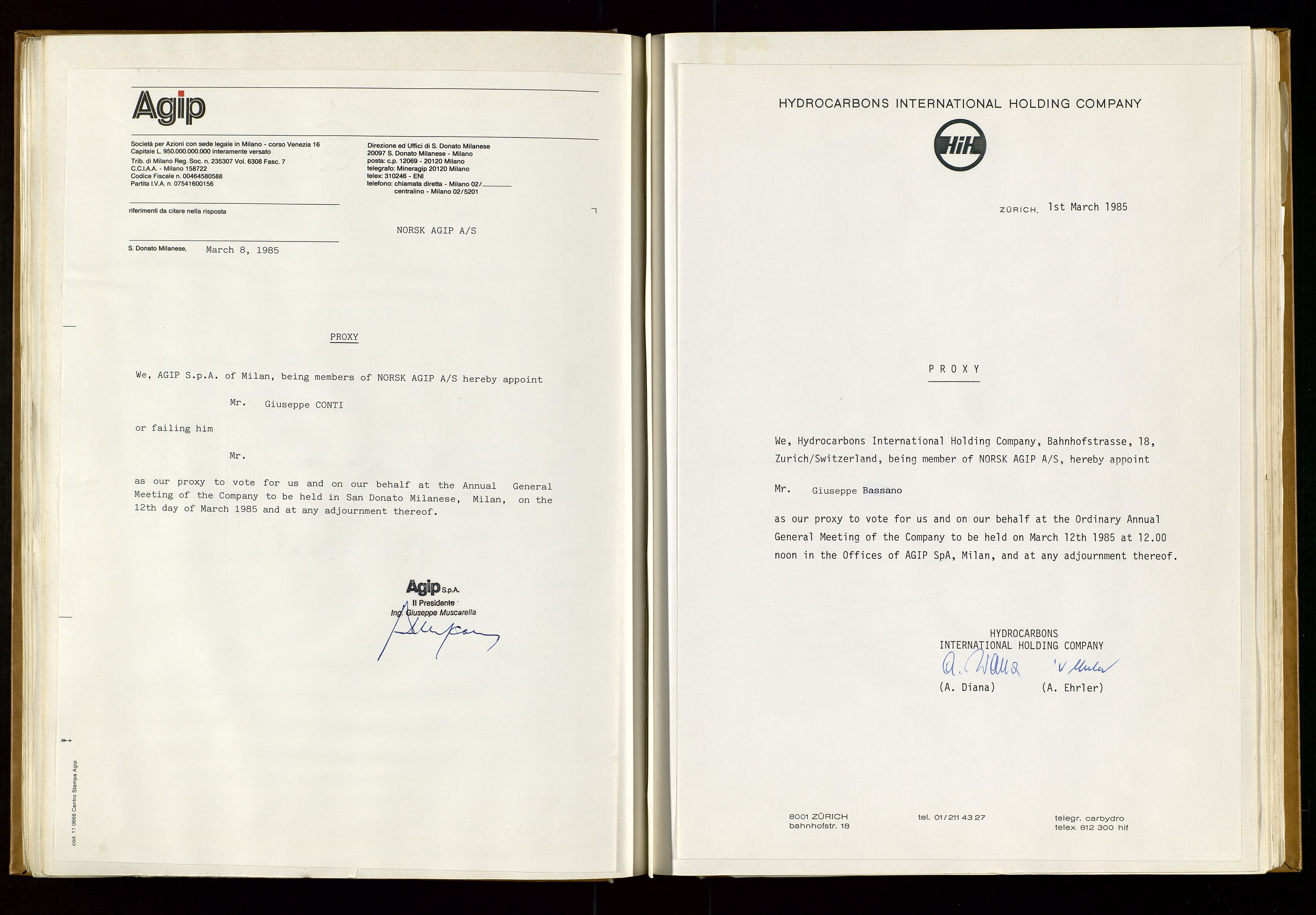 Pa 1583 - Norsk Agip AS, SAST/A-102138/A/Aa/L0001: General assembly and Board of Directors meeting minutes, 1965-1990