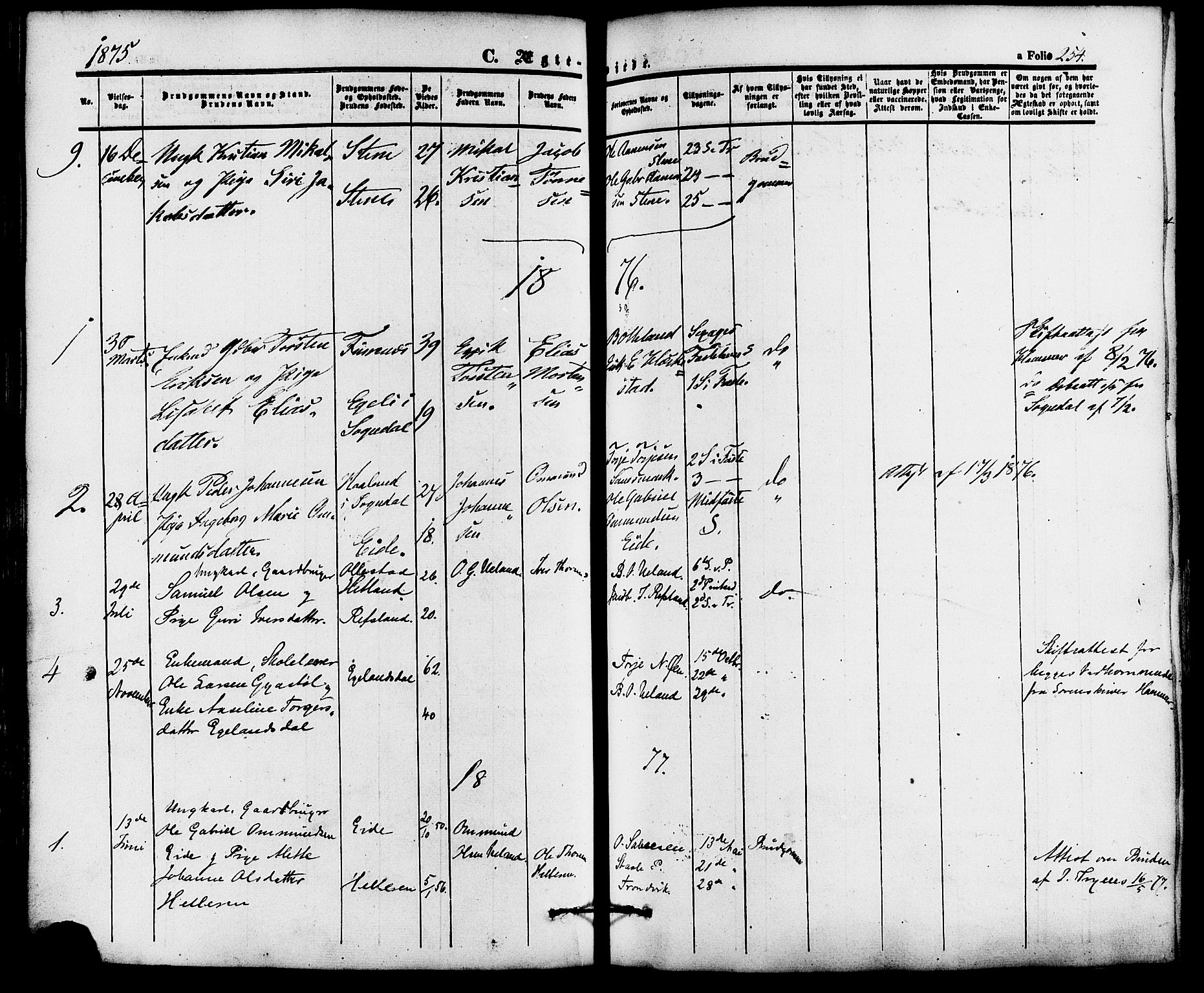 Lund sokneprestkontor, AV/SAST-A-101809/S06/L0010: Parish register (official) no. A 9, 1854-1886, p. 254