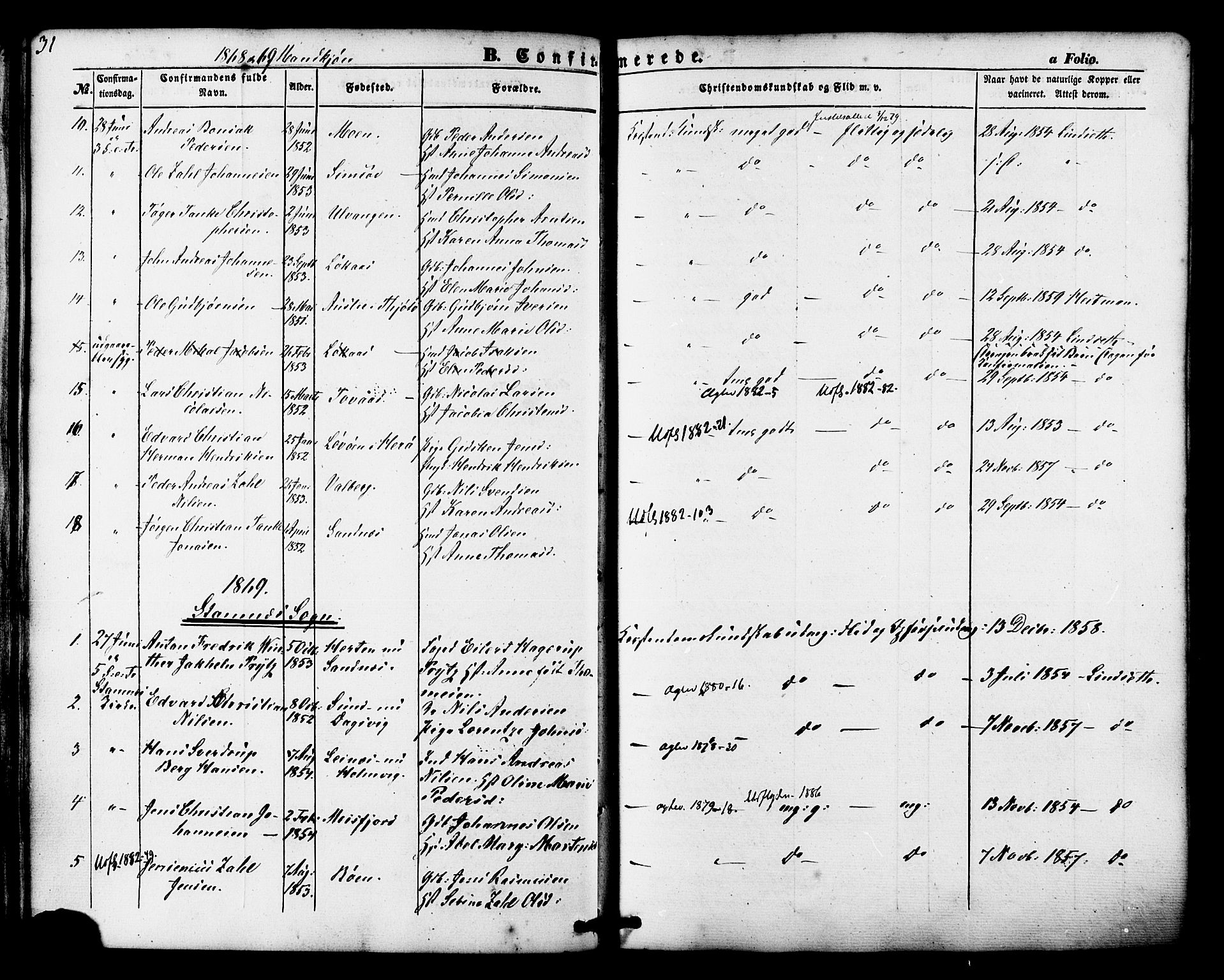 Ministerialprotokoller, klokkerbøker og fødselsregistre - Nordland, AV/SAT-A-1459/830/L0448: Parish register (official) no. 830A12, 1855-1878, p. 31