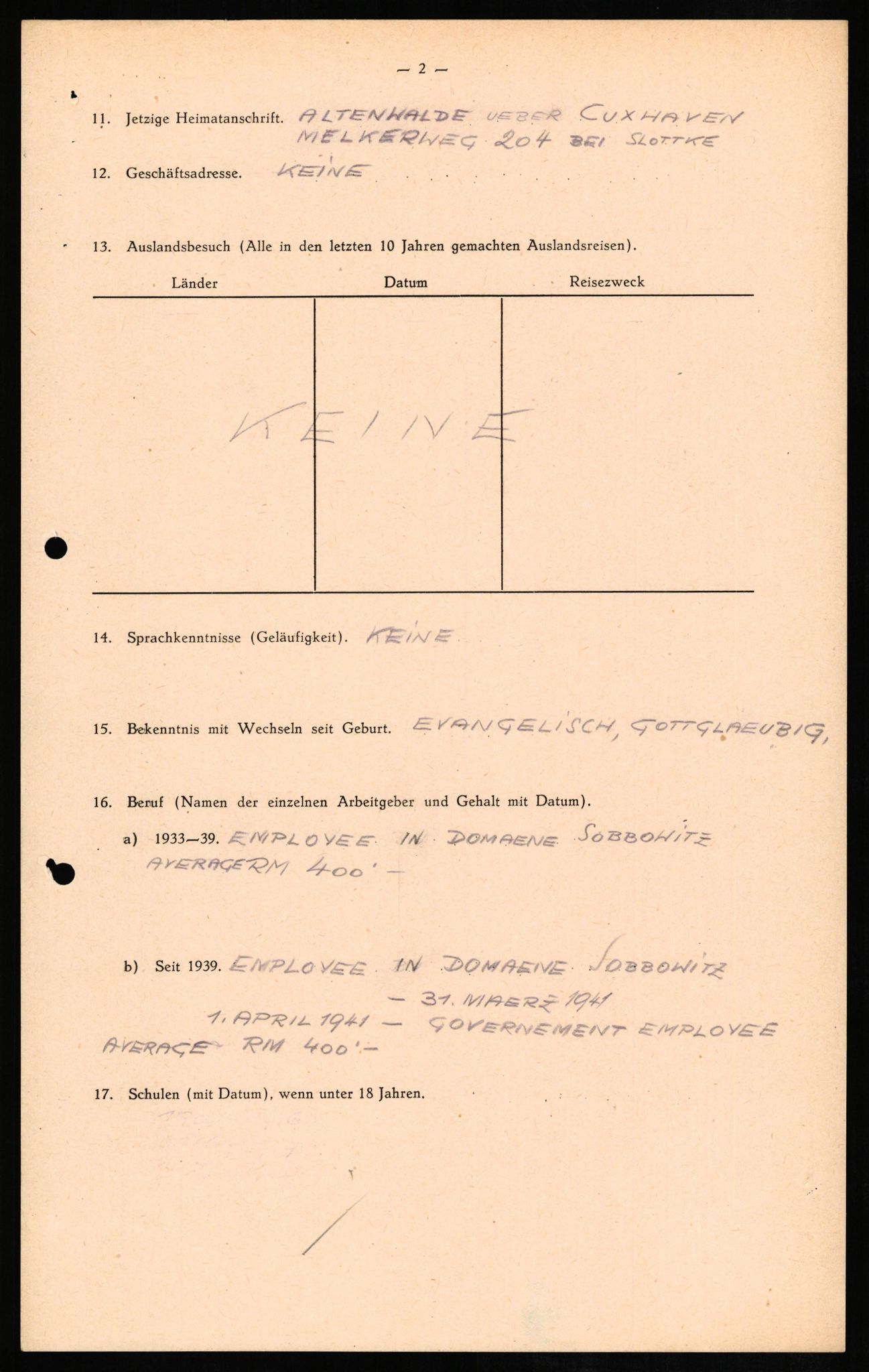 Forsvaret, Forsvarets overkommando II, AV/RA-RAFA-3915/D/Db/L0010: CI Questionaires. Tyske okkupasjonsstyrker i Norge. Tyskere., 1945-1946, p. 222