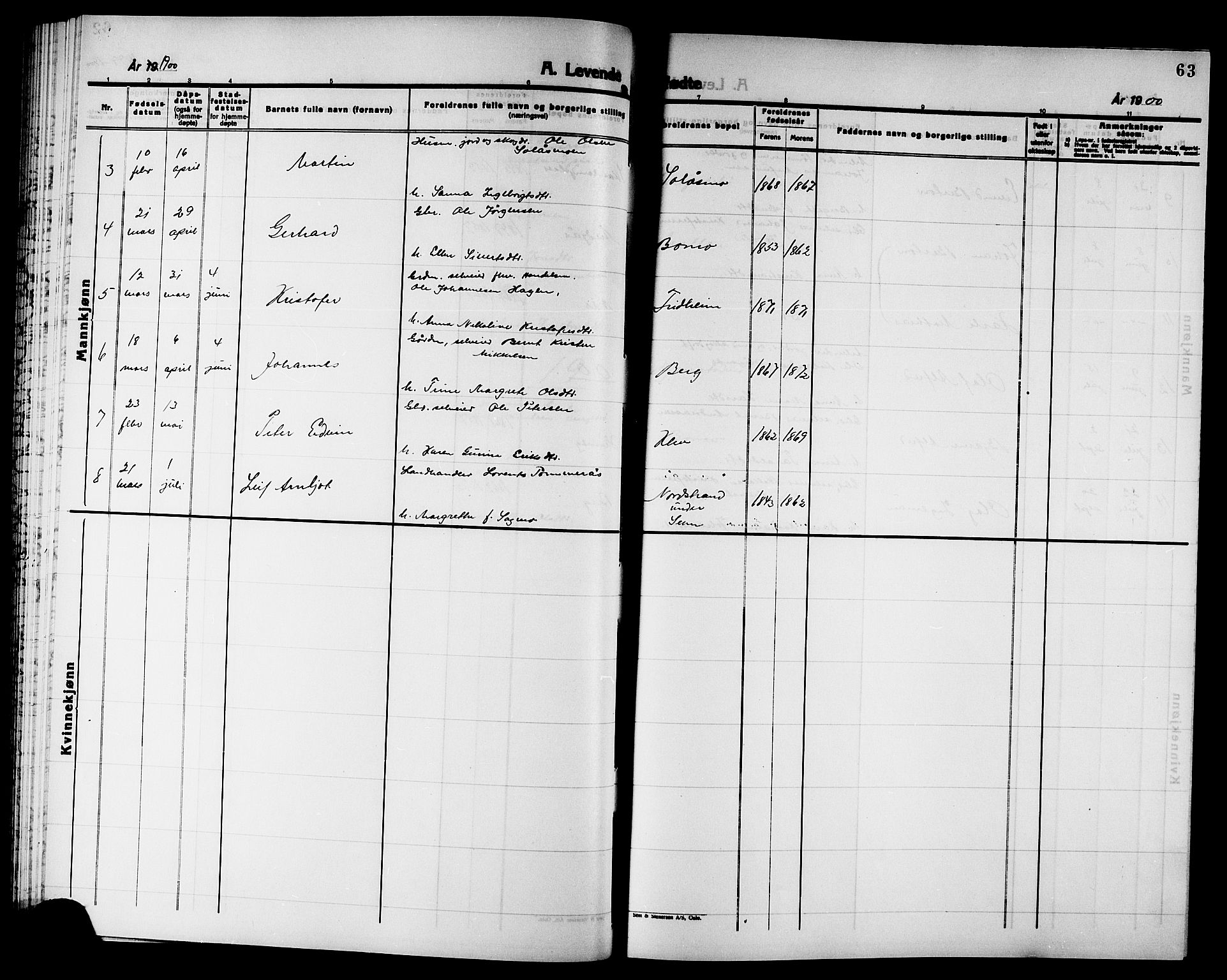 Ministerialprotokoller, klokkerbøker og fødselsregistre - Nord-Trøndelag, AV/SAT-A-1458/749/L0487: Parish register (official) no. 749D03, 1887-1902, p. 63