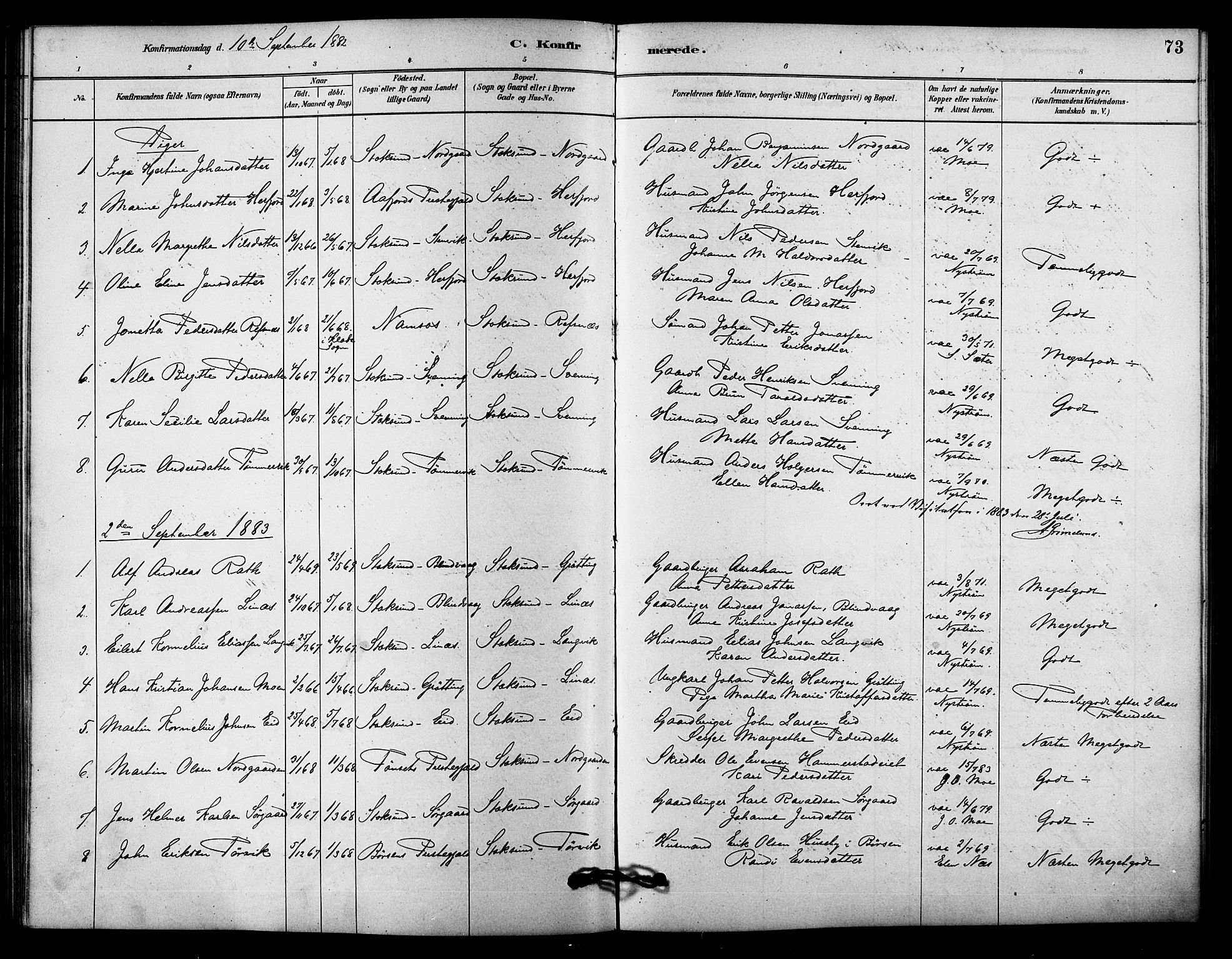 Ministerialprotokoller, klokkerbøker og fødselsregistre - Sør-Trøndelag, SAT/A-1456/656/L0692: Parish register (official) no. 656A01, 1879-1893, p. 73