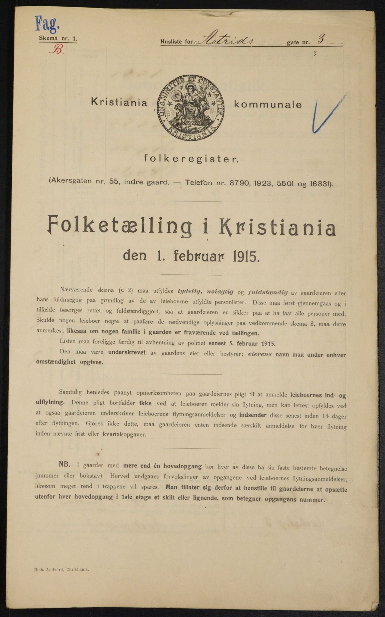 OBA, Municipal Census 1915 for Kristiania, 1915, p. 17122