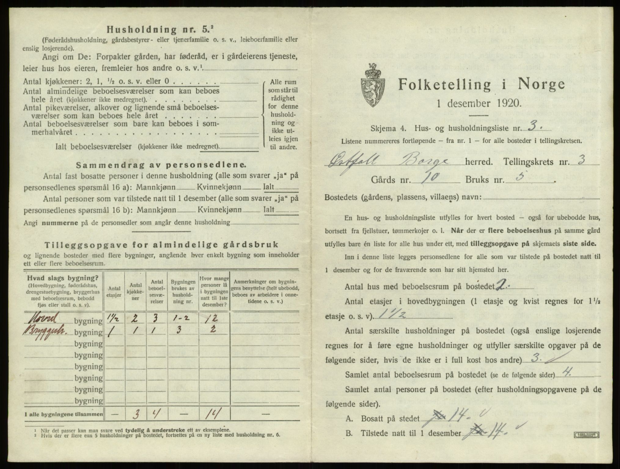 SAO, 1920 census for Borge, 1920, p. 279