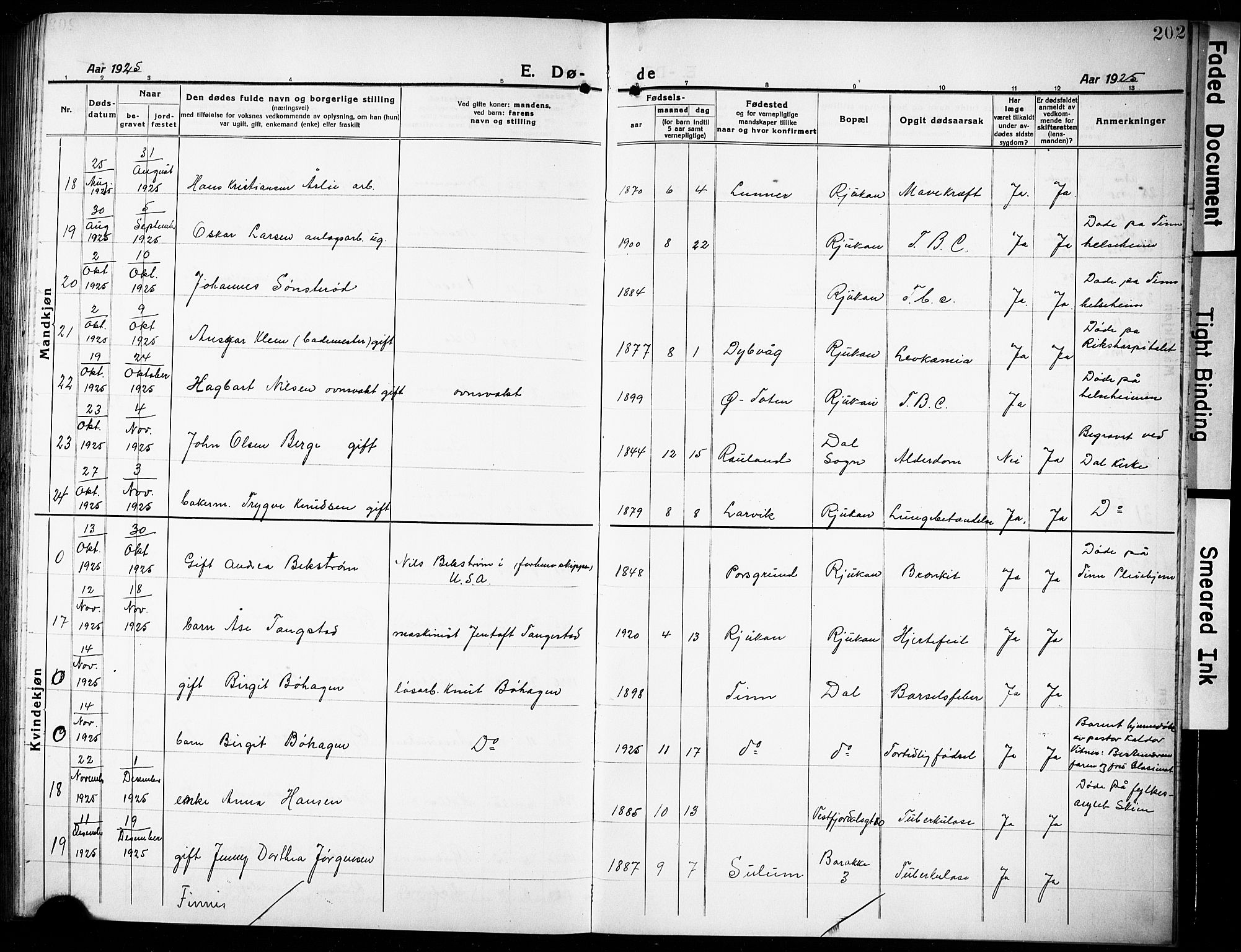 Rjukan kirkebøker, AV/SAKO-A-294/G/Ga/L0003: Parish register (copy) no. 3, 1920-1928, p. 202