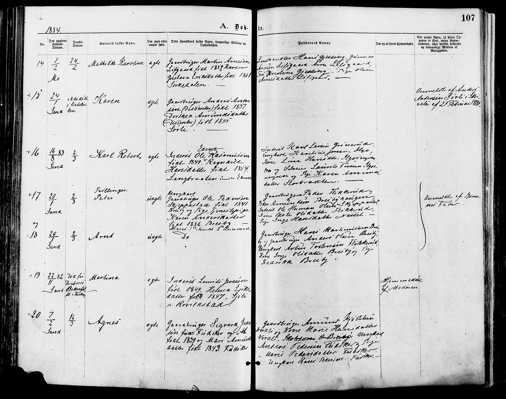 Nord-Odal prestekontor, AV/SAH-PREST-032/H/Ha/Haa/L0005: Parish register (official) no. 5, 1874-1885, p. 107