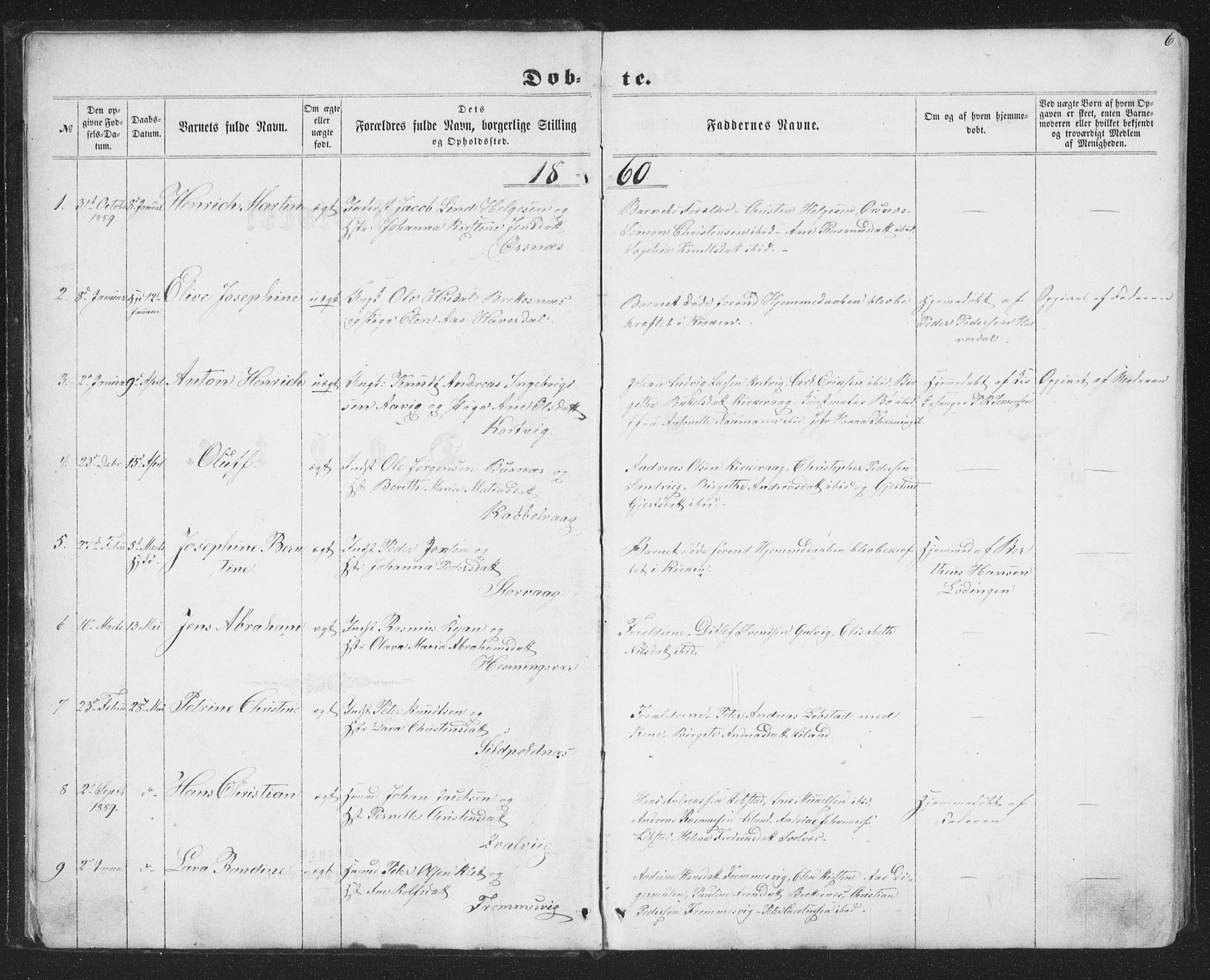 Ministerialprotokoller, klokkerbøker og fødselsregistre - Nordland, AV/SAT-A-1459/874/L1073: Parish register (copy) no. 874C02, 1860-1870, p. 6