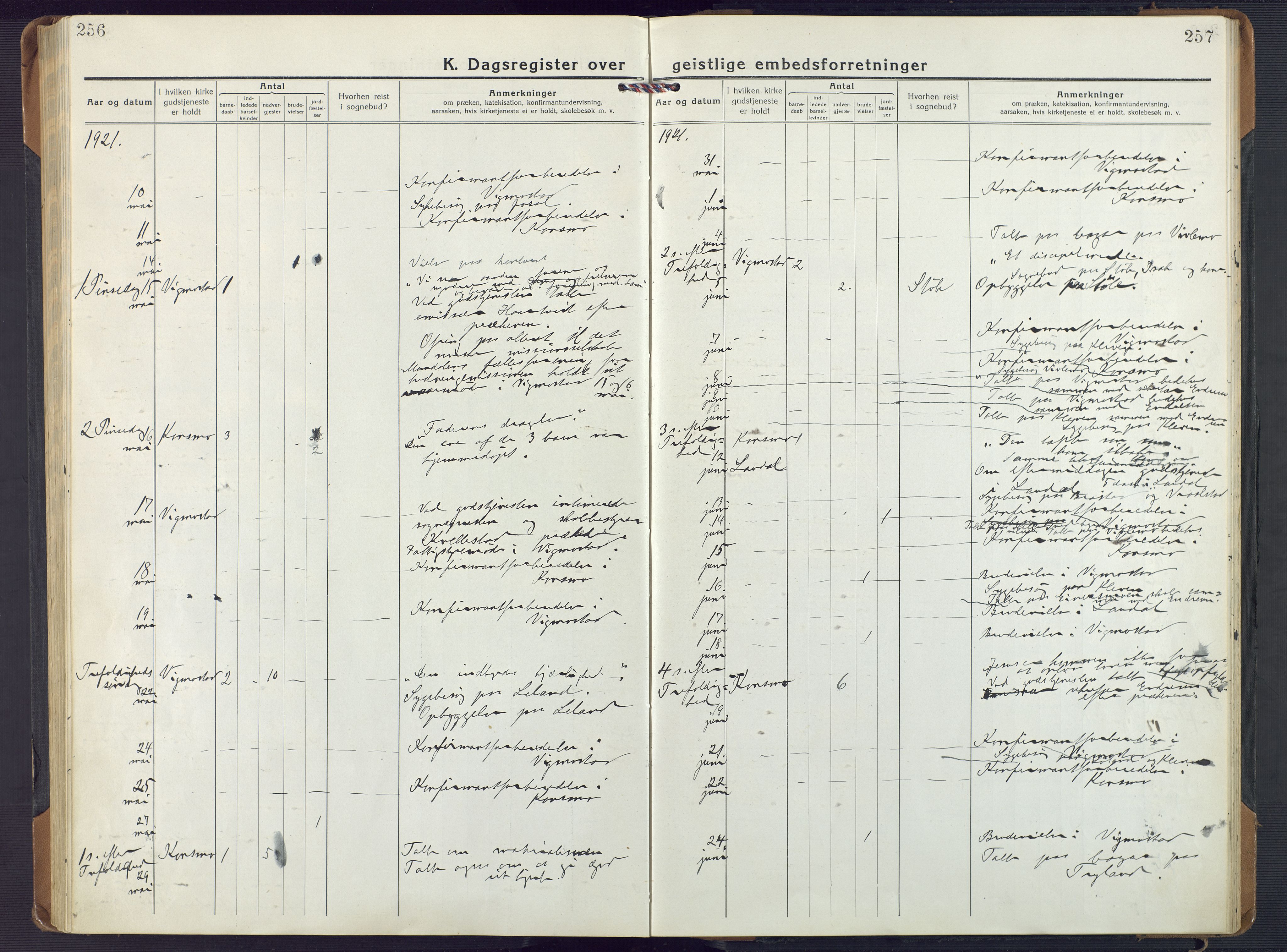 Nord-Audnedal sokneprestkontor, SAK/1111-0032/F/Fa/Fab/L0005: Parish register (official) no. A 5, 1918-1925, p. 256-257