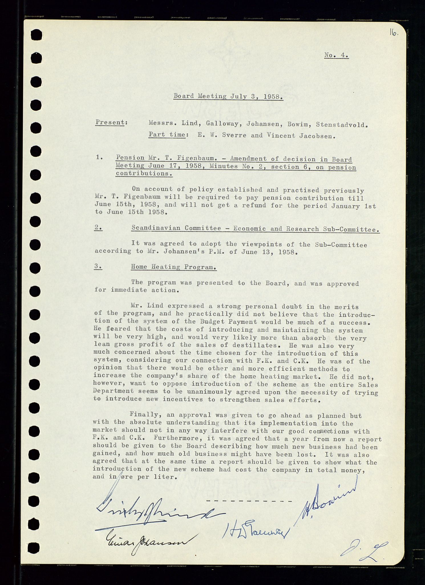 Pa 0982 - Esso Norge A/S, AV/SAST-A-100448/A/Aa/L0001/0001: Den administrerende direksjon Board minutes (styrereferater) / Den administrerende direksjon Board minutes (styrereferater), 1958-1959, p. 16