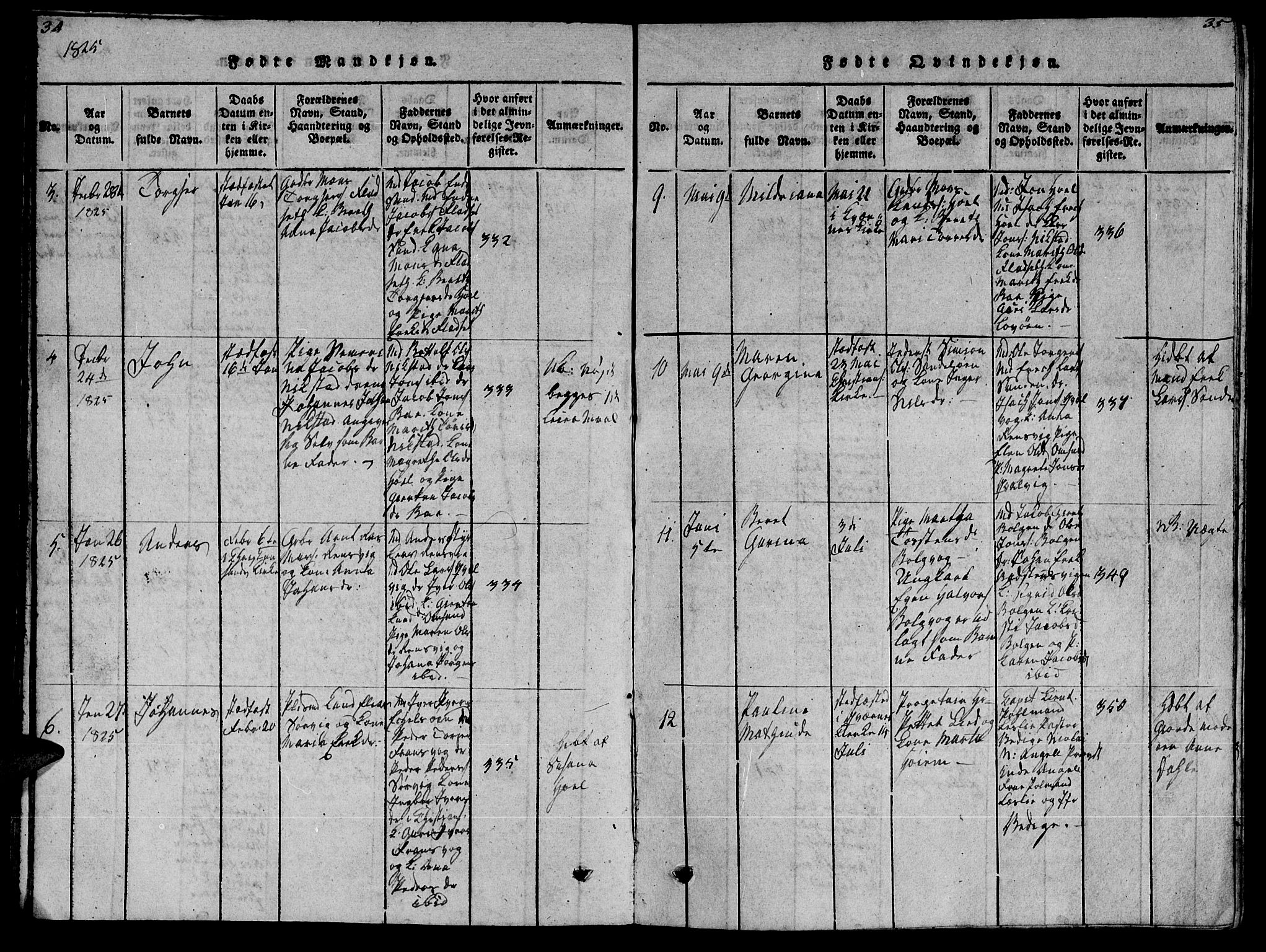 Ministerialprotokoller, klokkerbøker og fødselsregistre - Møre og Romsdal, AV/SAT-A-1454/569/L0818: Parish register (official) no. 569A04, 1820-1828, p. 34-35