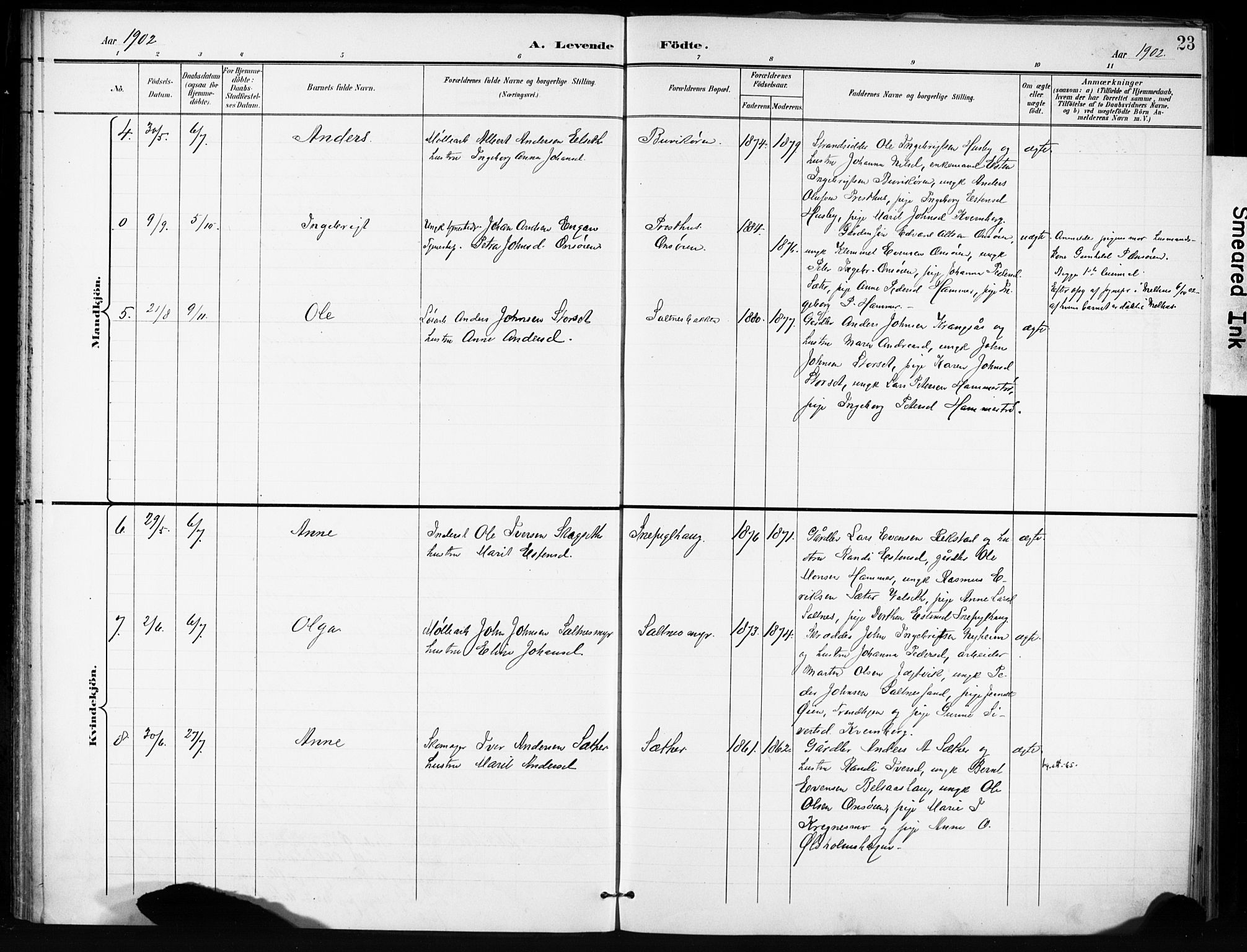 Ministerialprotokoller, klokkerbøker og fødselsregistre - Sør-Trøndelag, AV/SAT-A-1456/666/L0787: Parish register (official) no. 666A05, 1895-1908, p. 23