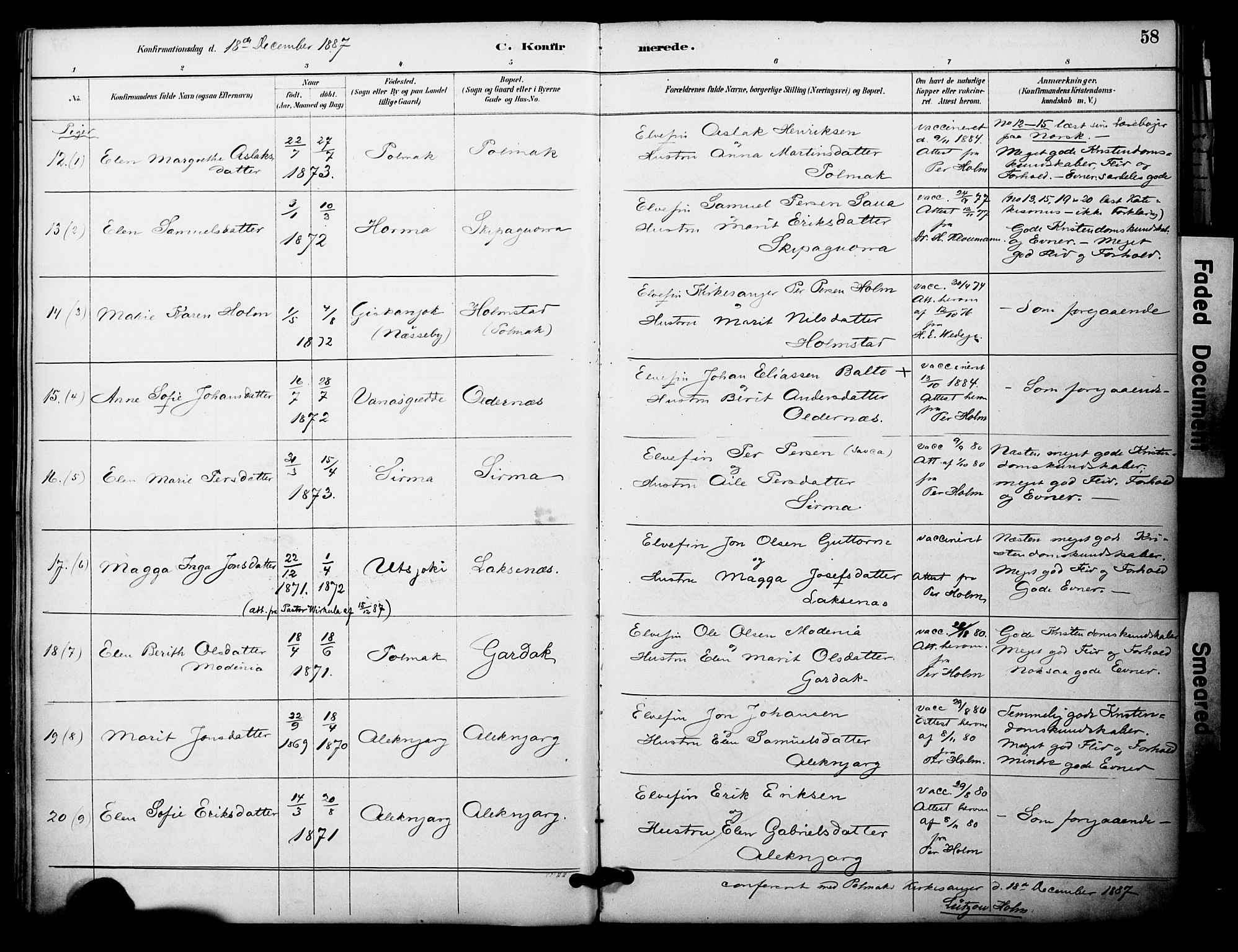 Nesseby sokneprestkontor, SATØ/S-1330/H/Ha/L0005kirke: Parish register (official) no. 5, 1885-1906, p. 58