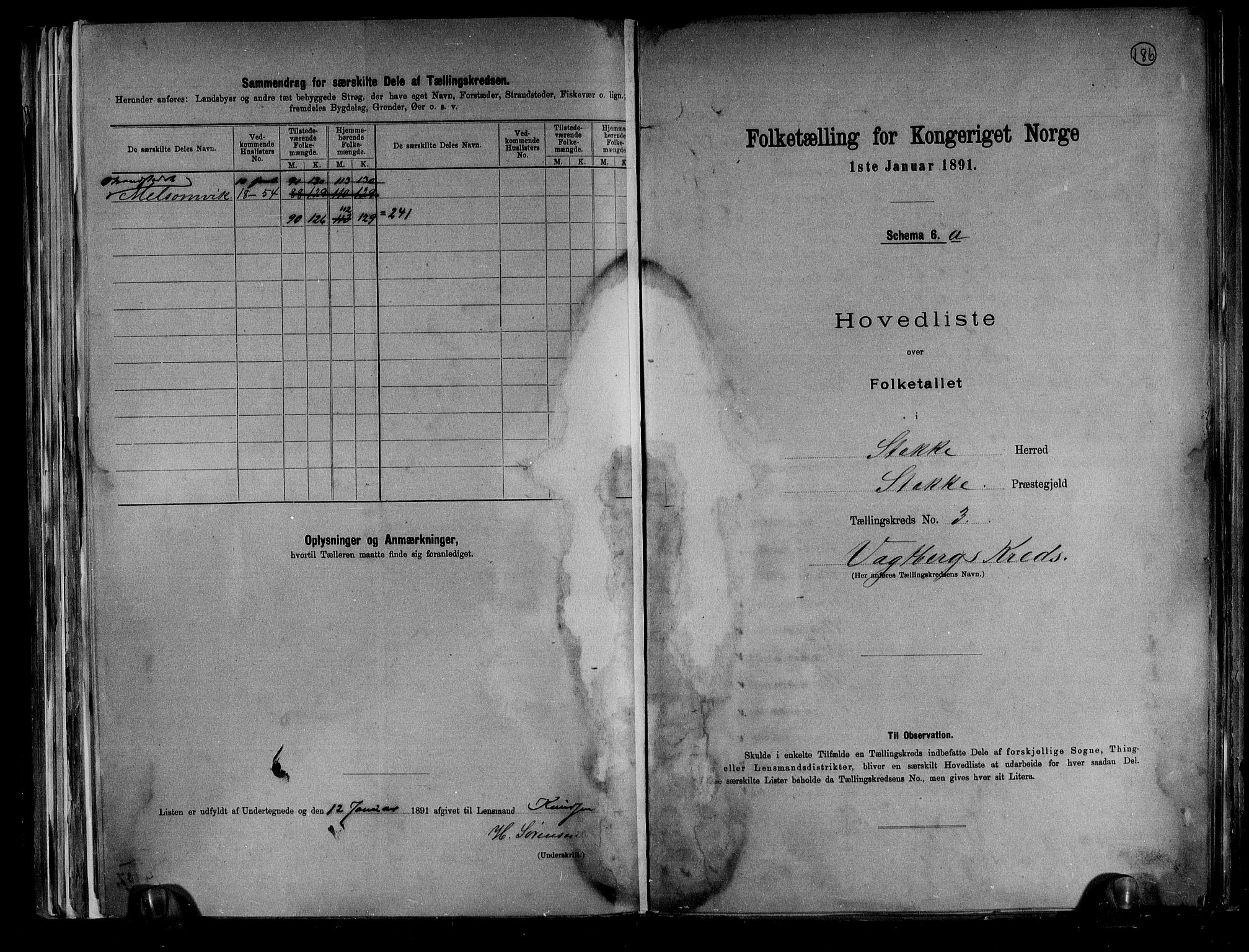 RA, 1891 census for 0720 Stokke, 1891, p. 11