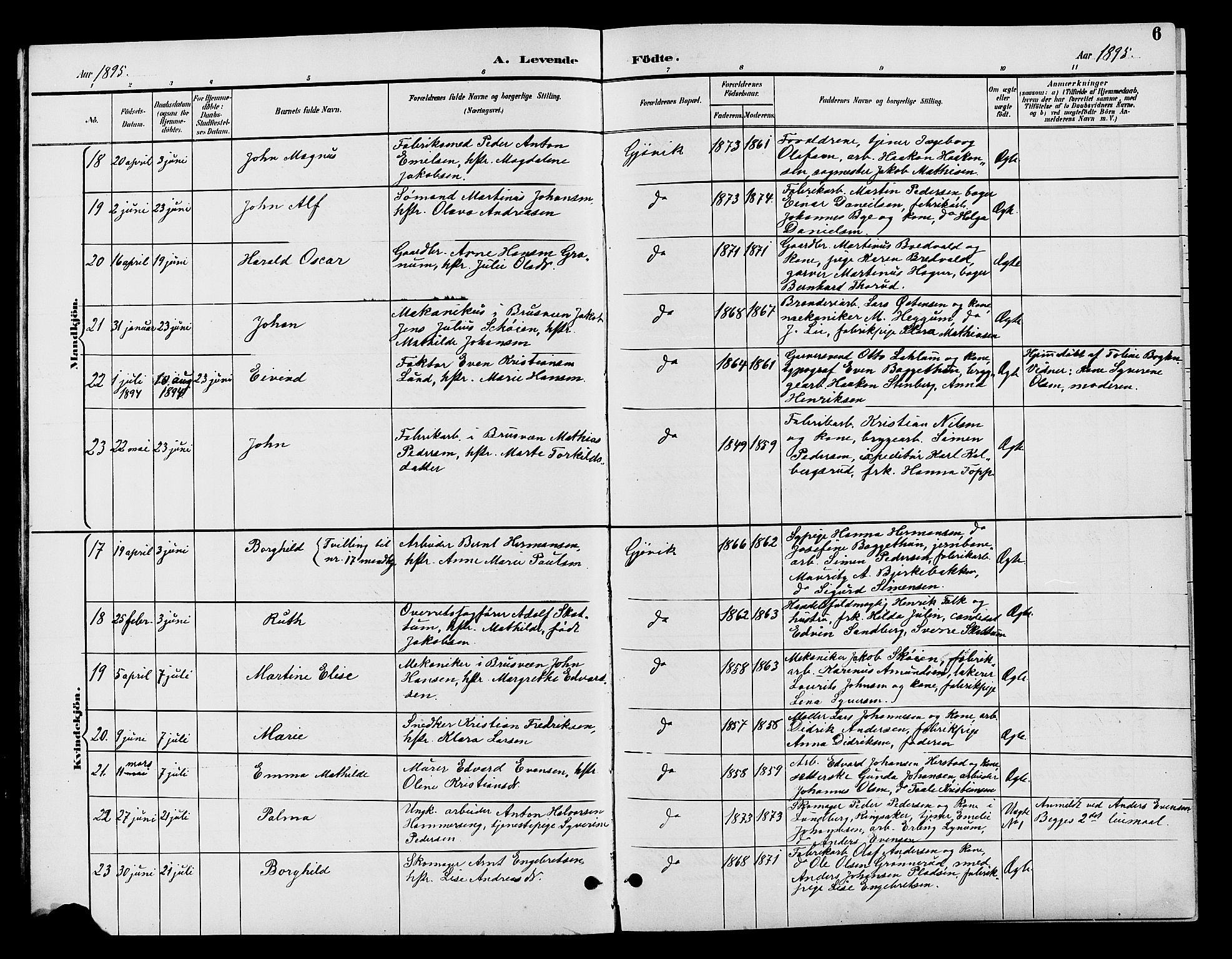 Vardal prestekontor, AV/SAH-PREST-100/H/Ha/Hab/L0009: Parish register (copy) no. 9, 1894-1902, p. 6