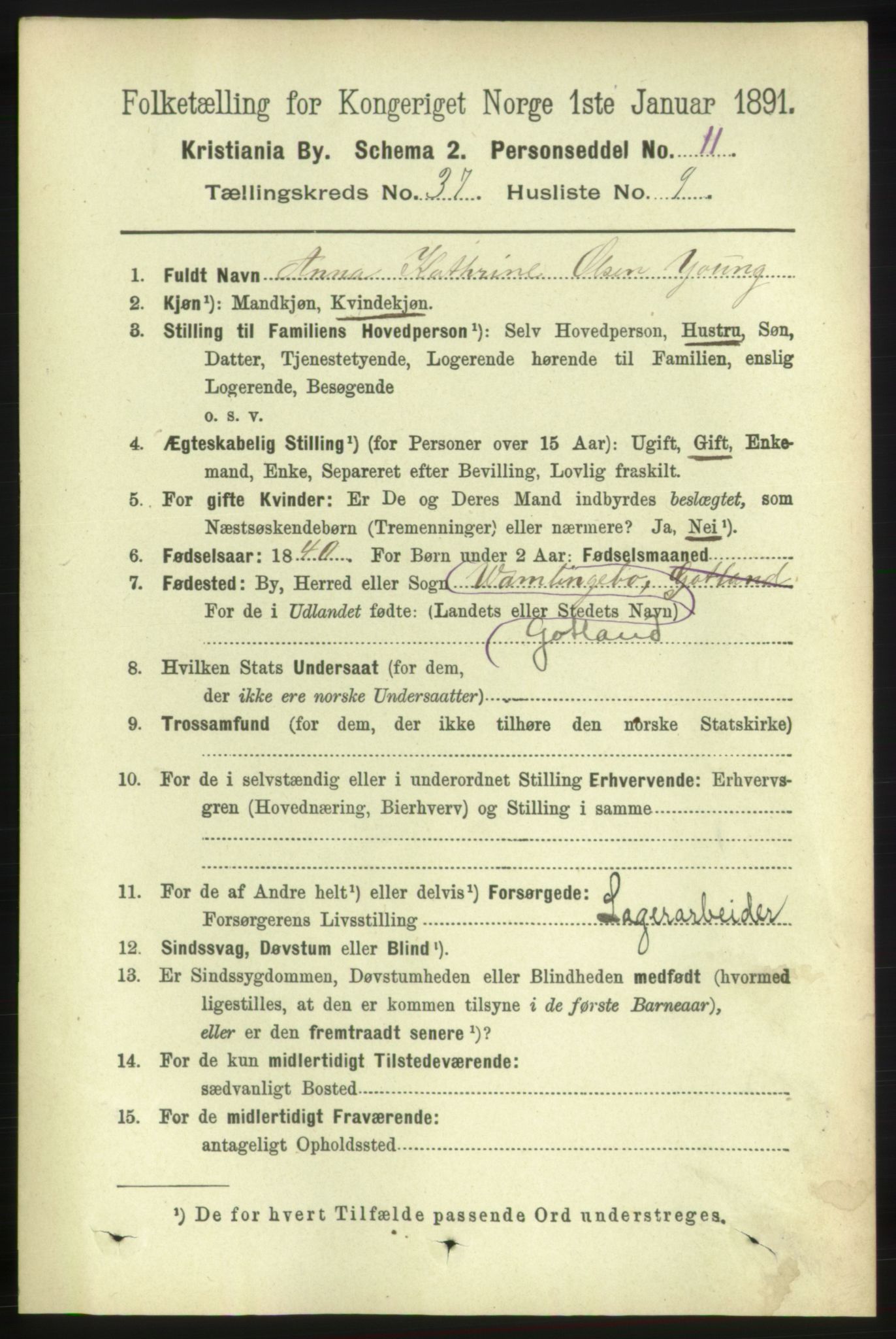 RA, 1891 census for 0301 Kristiania, 1891, p. 20675