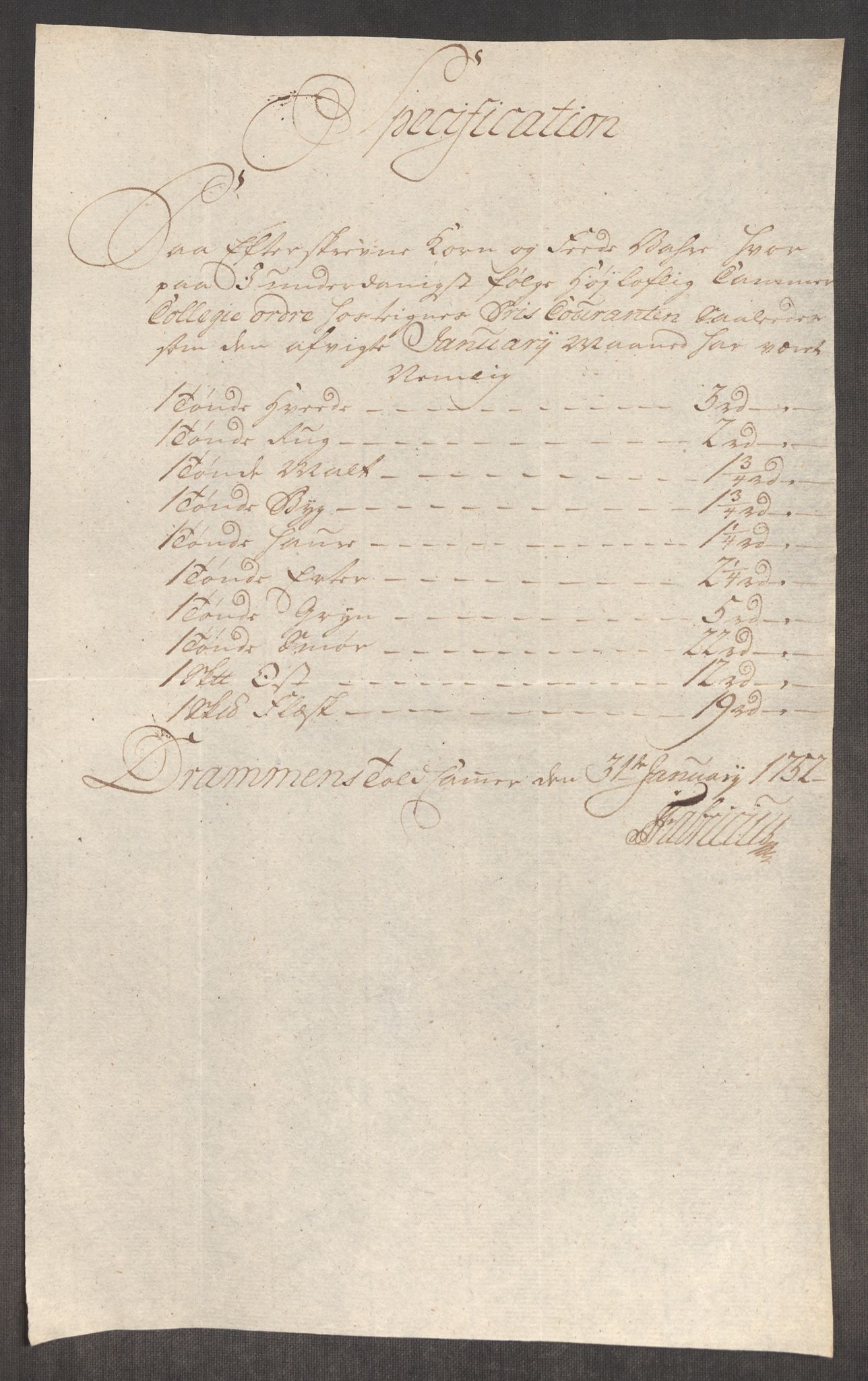 Rentekammeret inntil 1814, Realistisk ordnet avdeling, RA/EA-4070/Oe/L0004: [Ø1]: Priskuranter, 1749-1752, p. 822