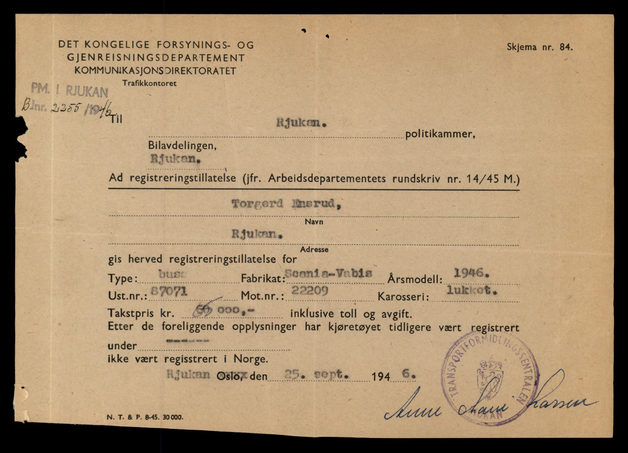 Møre og Romsdal vegkontor - Ålesund trafikkstasjon, AV/SAT-A-4099/F/Fe/L0010: Registreringskort for kjøretøy T 1050 - T 1169, 1927-1998, p. 254