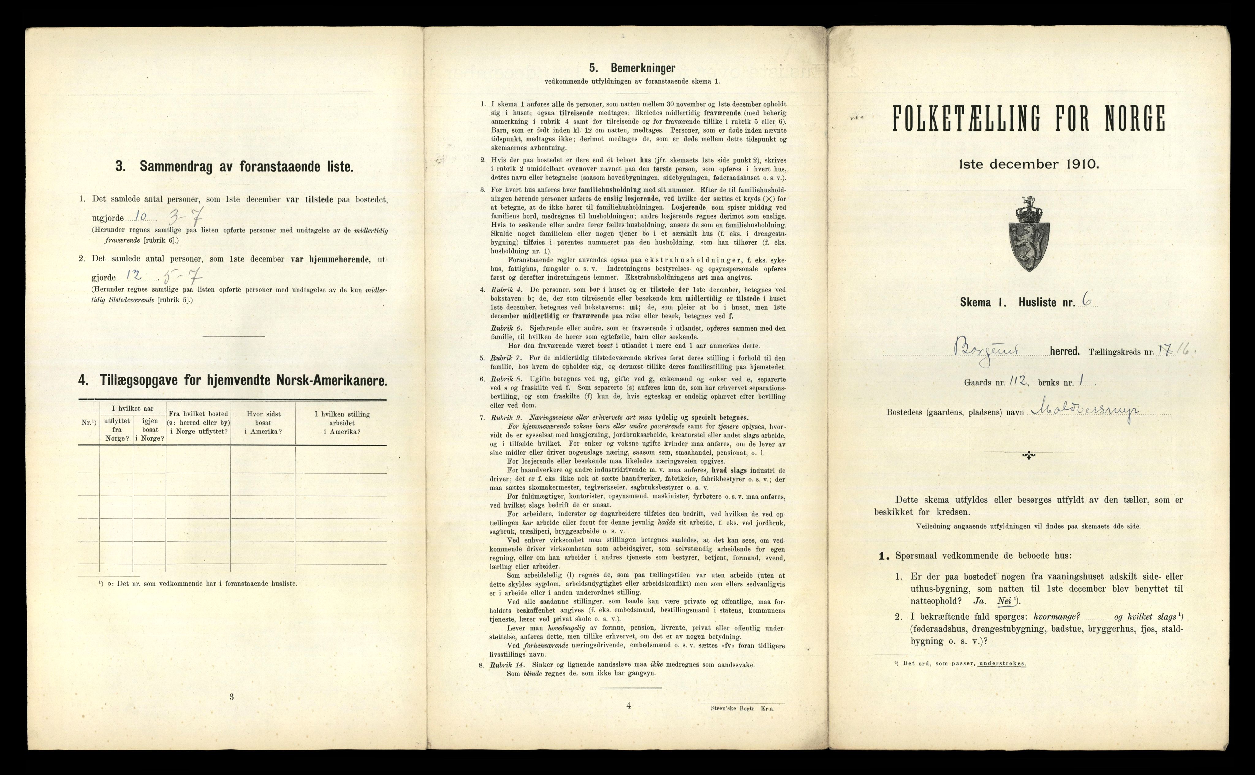 RA, 1910 census for Borgund, 1910, p. 1273