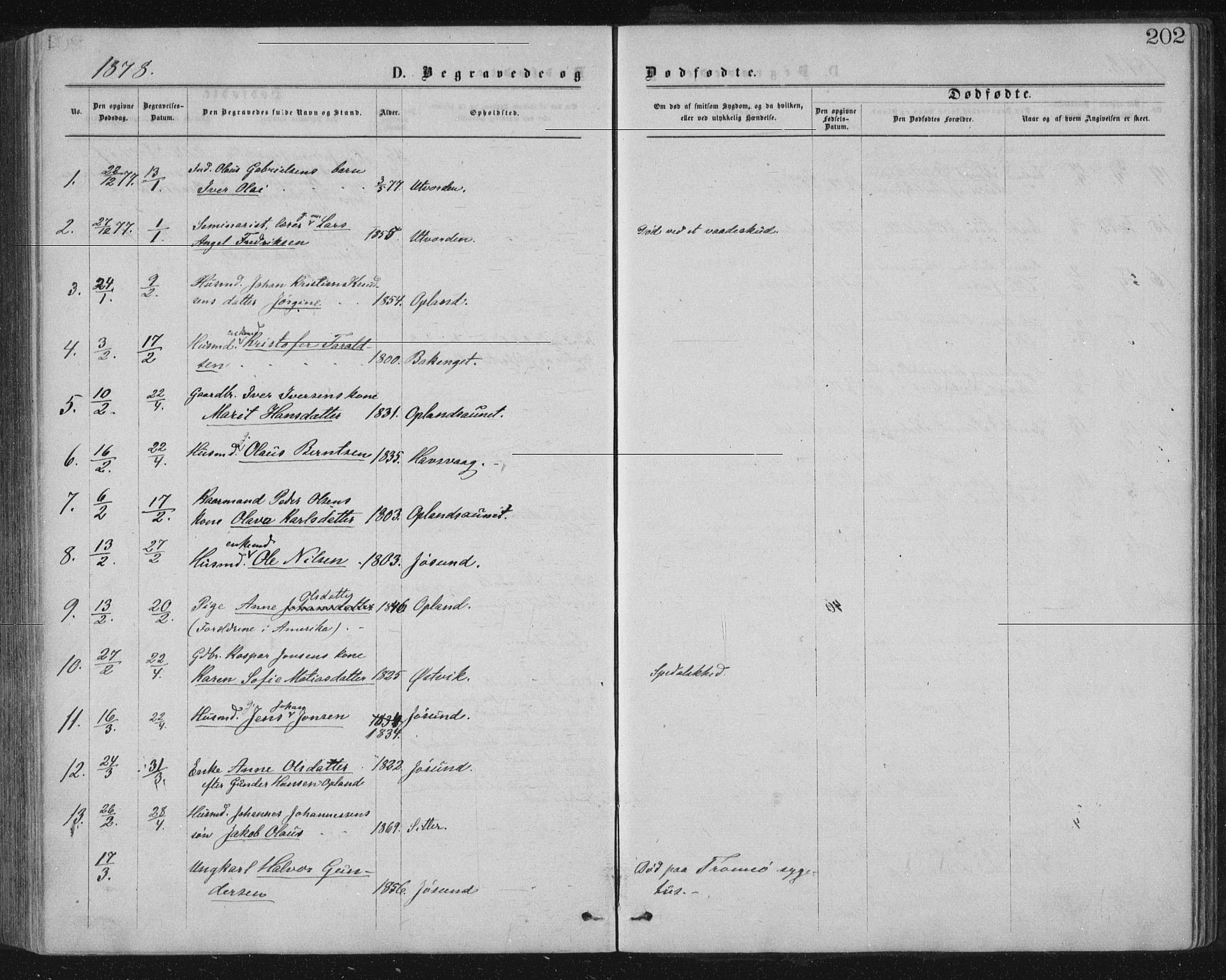 Ministerialprotokoller, klokkerbøker og fødselsregistre - Nord-Trøndelag, SAT/A-1458/771/L0596: Parish register (official) no. 771A03, 1870-1884, p. 202