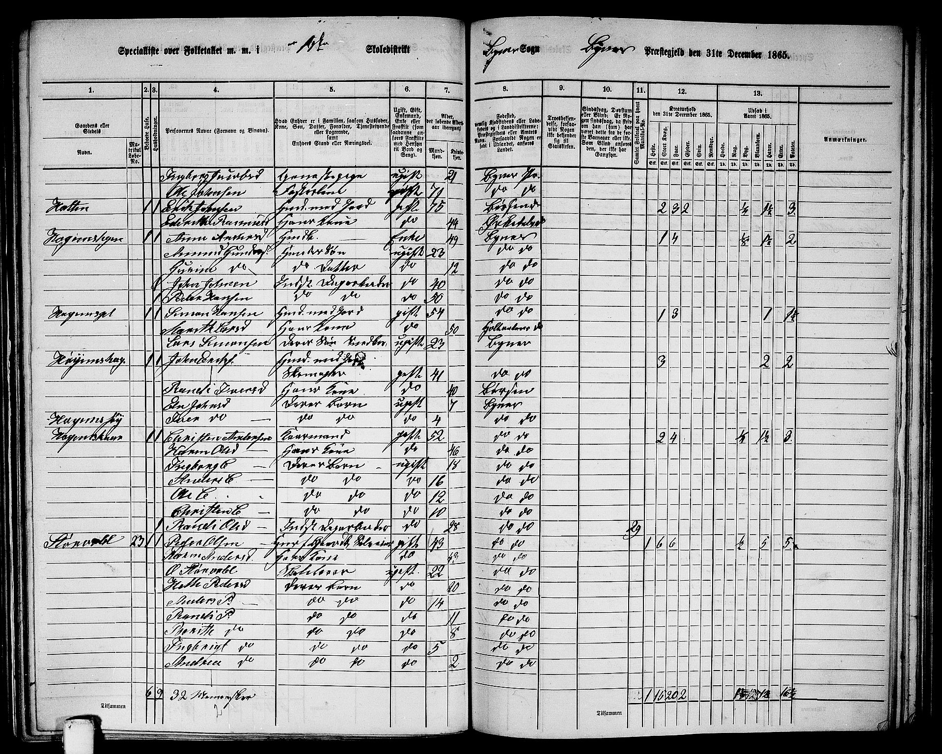 RA, 1865 census for Byneset, 1865, p. 48