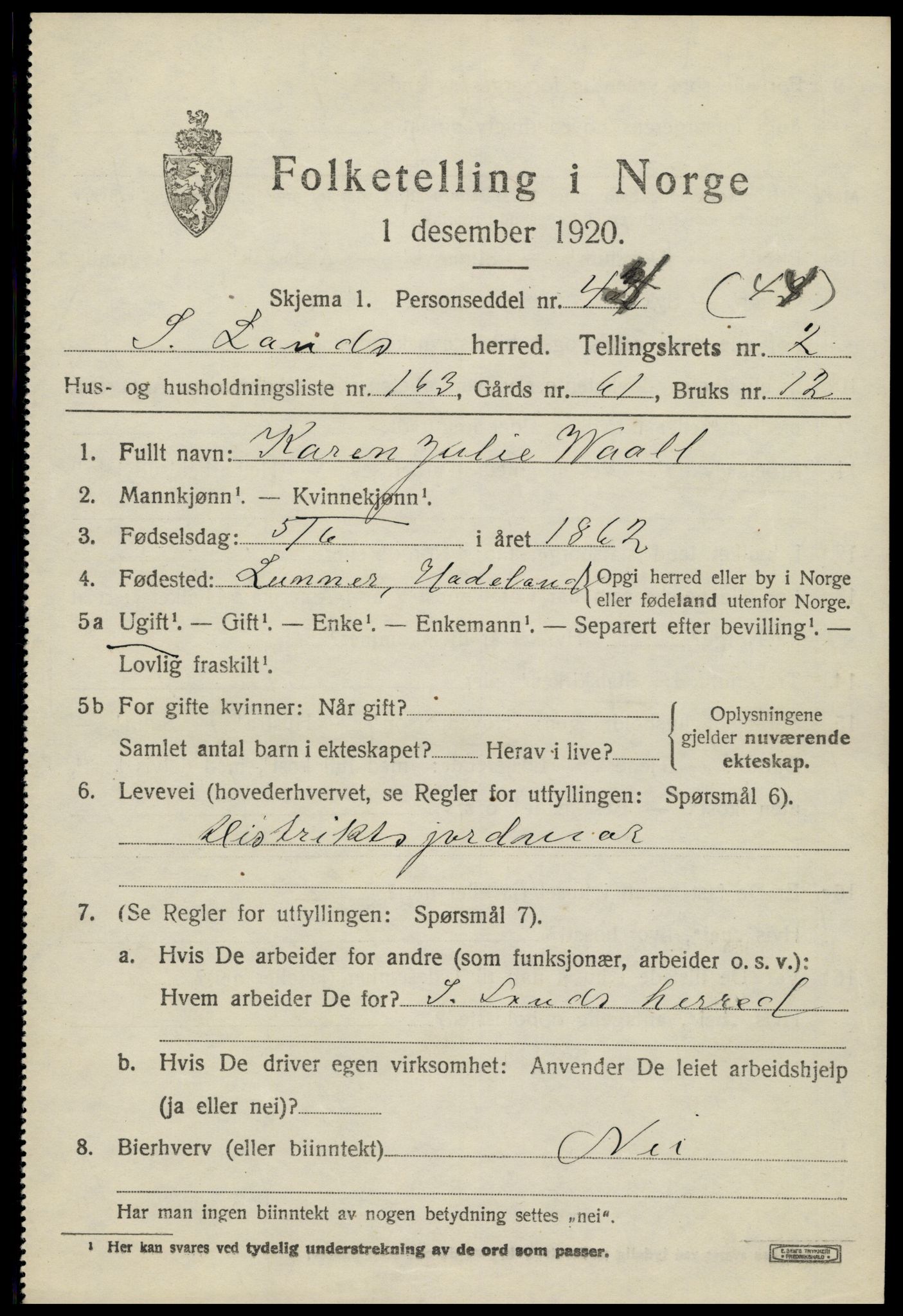 SAH, 1920 census for Søndre Land, 1920, p. 4267