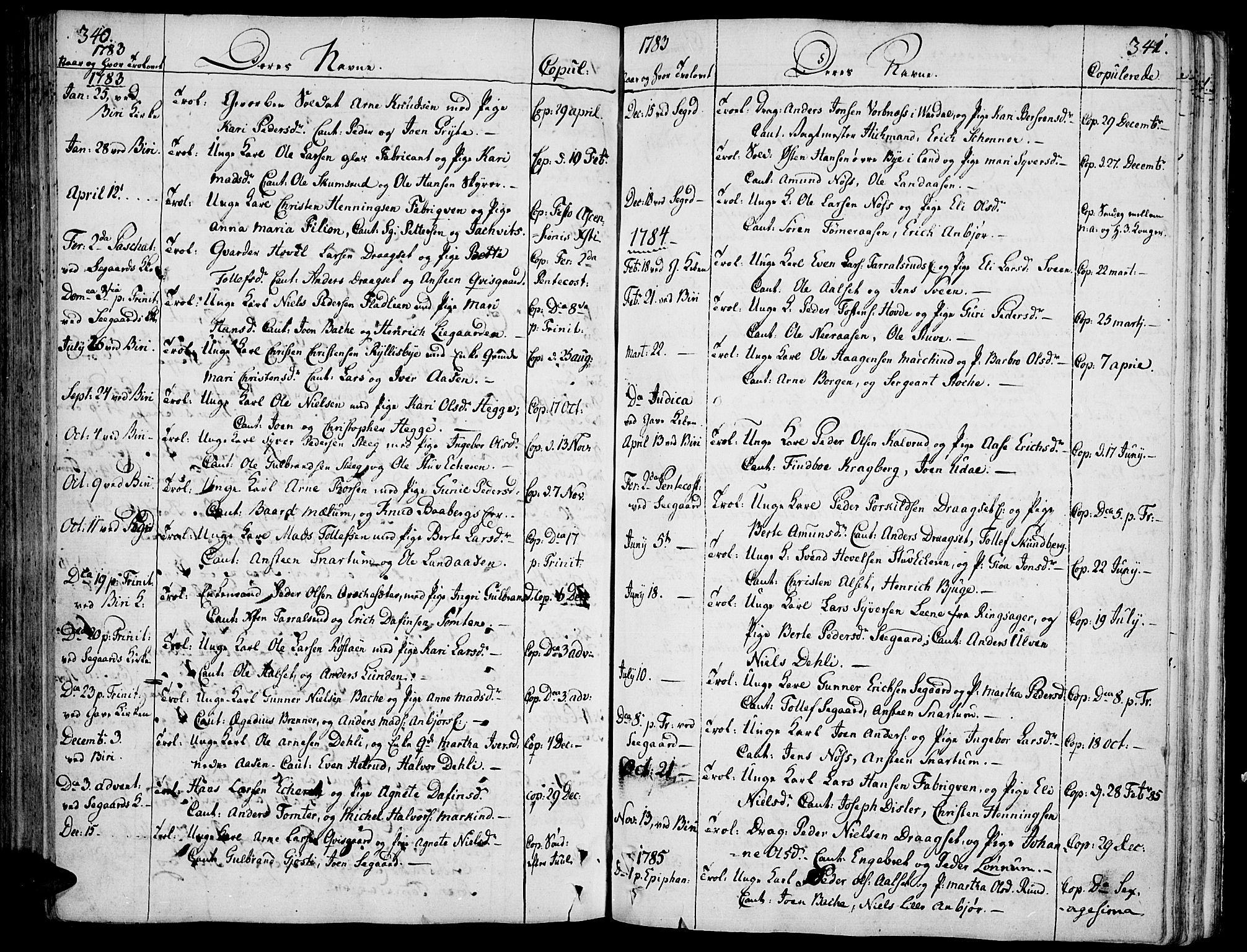 Biri prestekontor, SAH/PREST-096/H/Ha/Haa/L0002: Parish register (official) no. 2, 1754-1789, p. 340-341