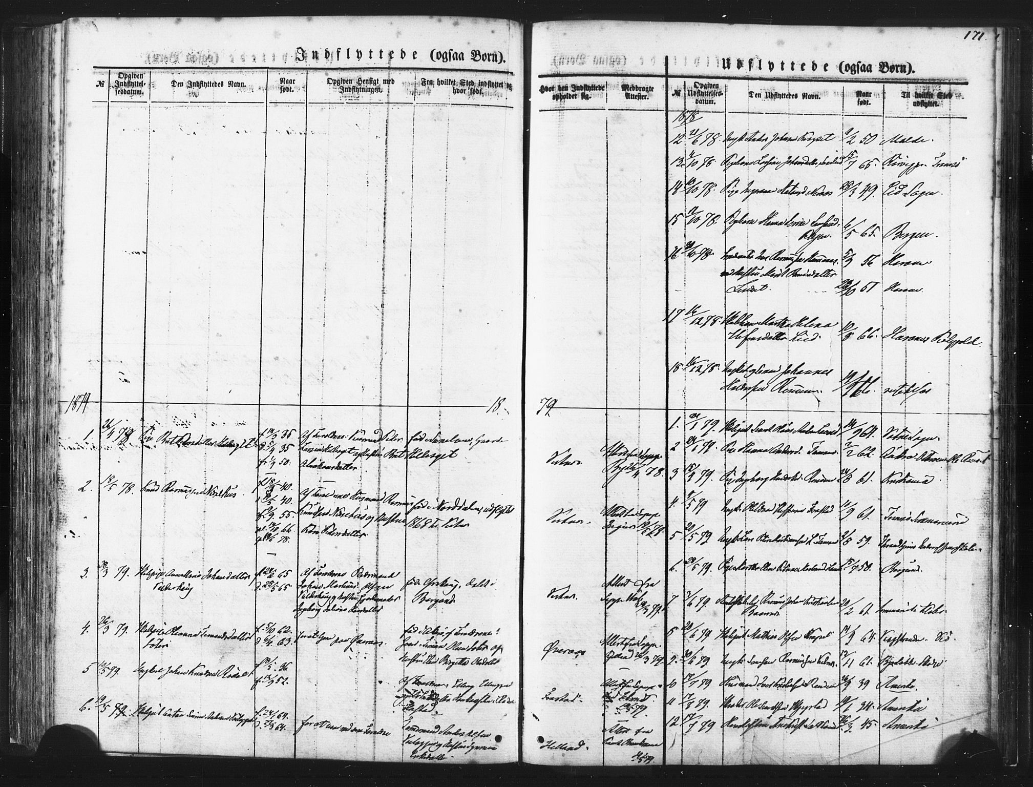 Ministerialprotokoller, klokkerbøker og fødselsregistre - Møre og Romsdal, AV/SAT-A-1454/539/L0530: Parish register (official) no. 539A03, 1872-1886, p. 171