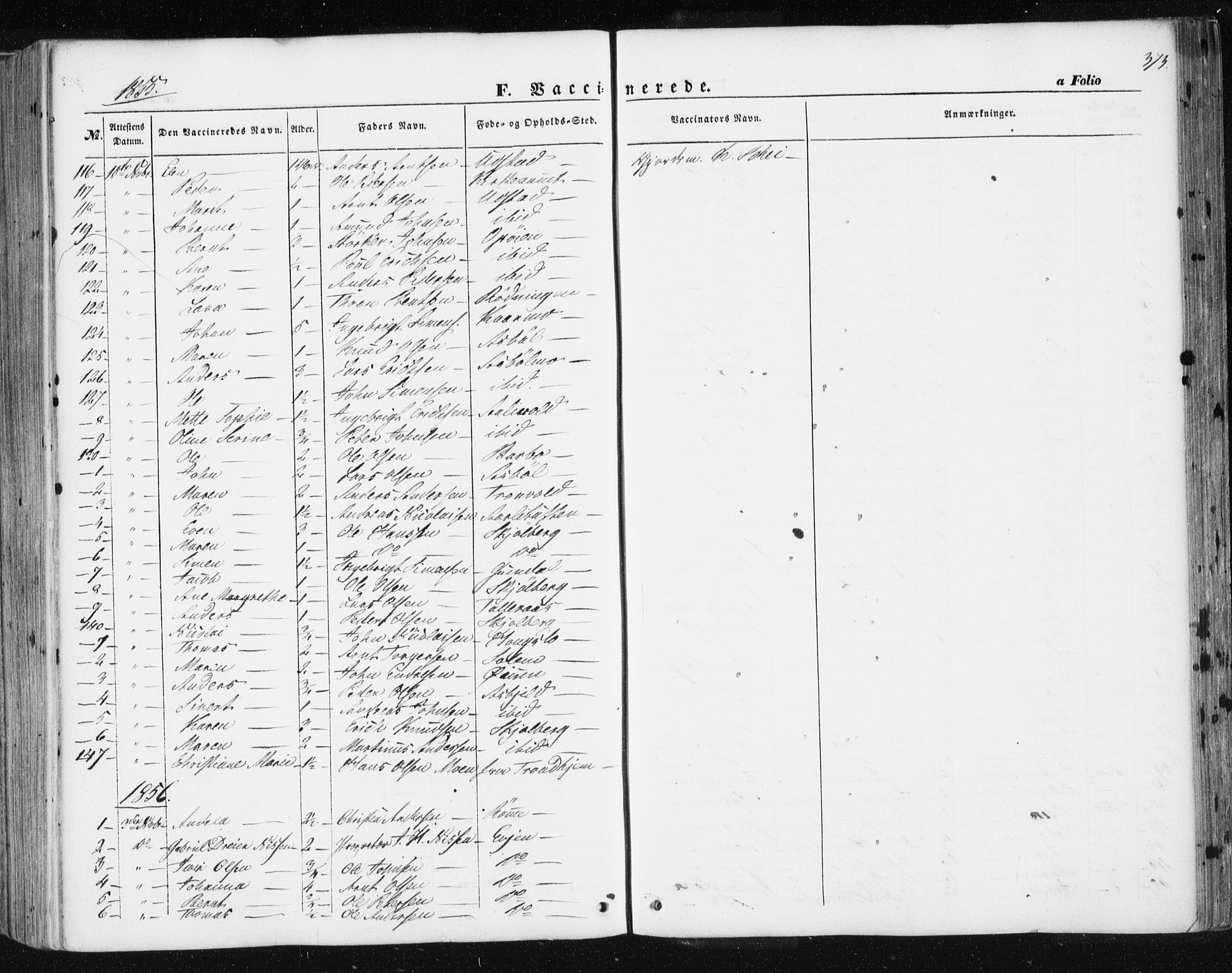 Ministerialprotokoller, klokkerbøker og fødselsregistre - Sør-Trøndelag, SAT/A-1456/668/L0806: Parish register (official) no. 668A06, 1854-1869, p. 373
