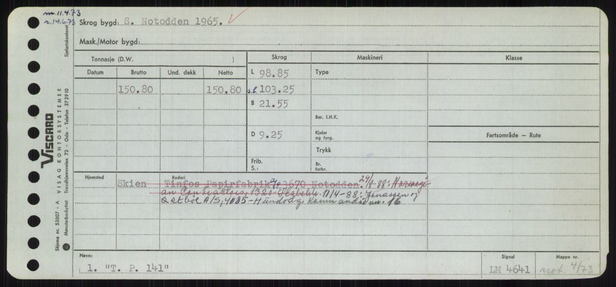 Sjøfartsdirektoratet med forløpere, Skipsmålingen, RA/S-1627/H/Hc/L0001: Lektere, A-Y, p. 481