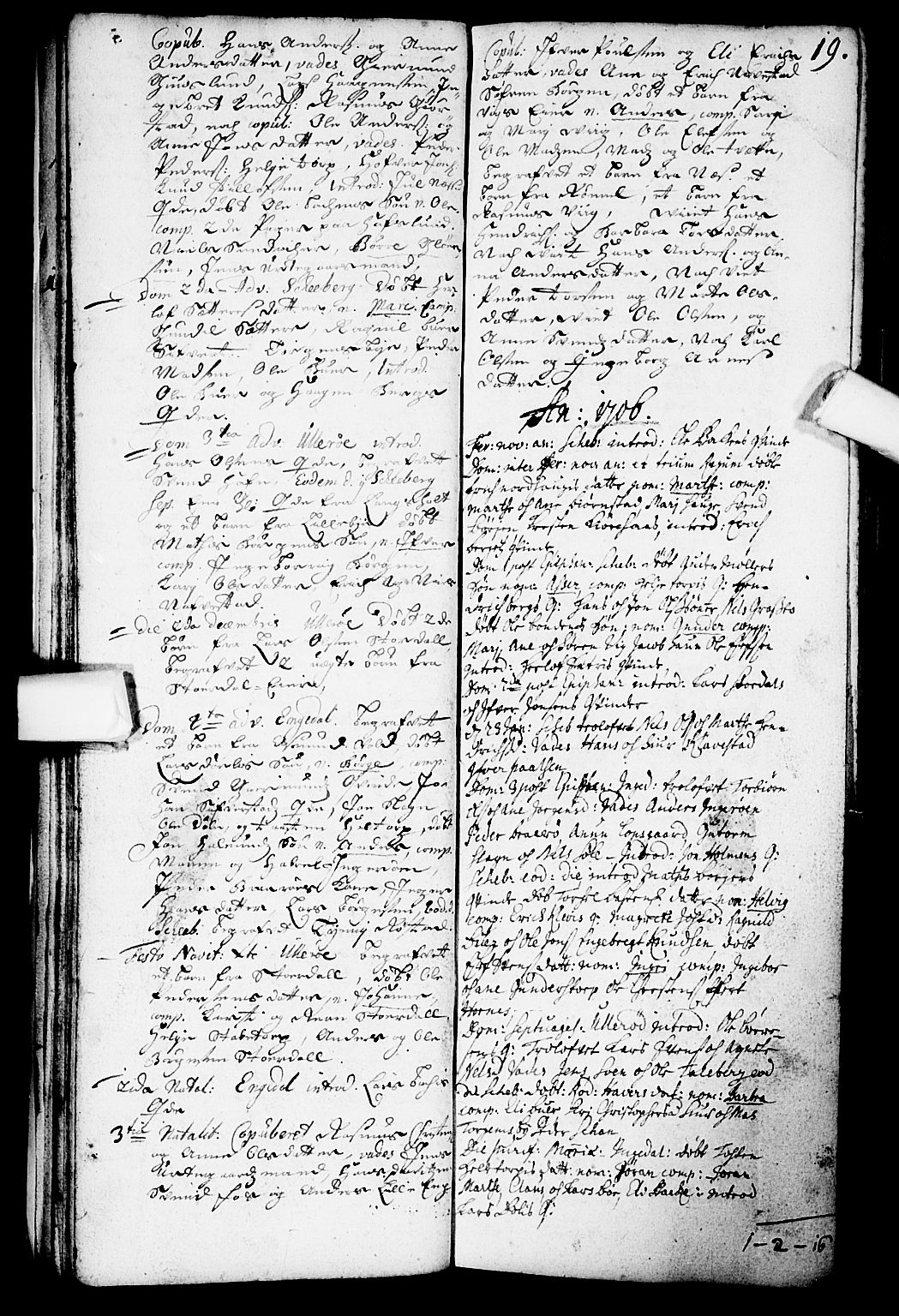 Skjeberg prestekontor Kirkebøker, AV/SAO-A-10923/F/Fa/L0001: Parish register (official) no. I 1, 1702-1725, p. 19