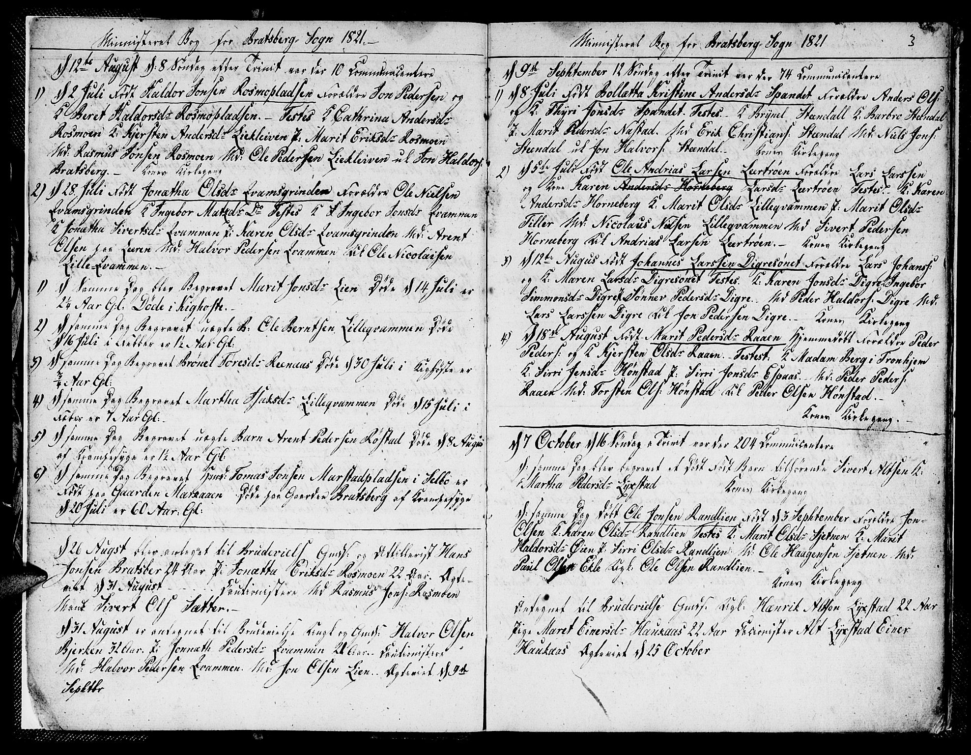 Ministerialprotokoller, klokkerbøker og fødselsregistre - Sør-Trøndelag, SAT/A-1456/608/L0337: Parish register (copy) no. 608C03, 1821-1831, p. 3