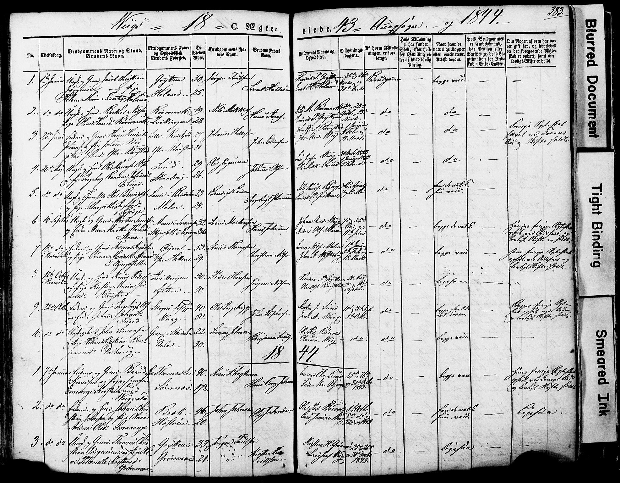 Ministerialprotokoller, klokkerbøker og fødselsregistre - Nordland, AV/SAT-A-1459/812/L0176: Parish register (official) no. 812A05, 1834-1874, p. 383