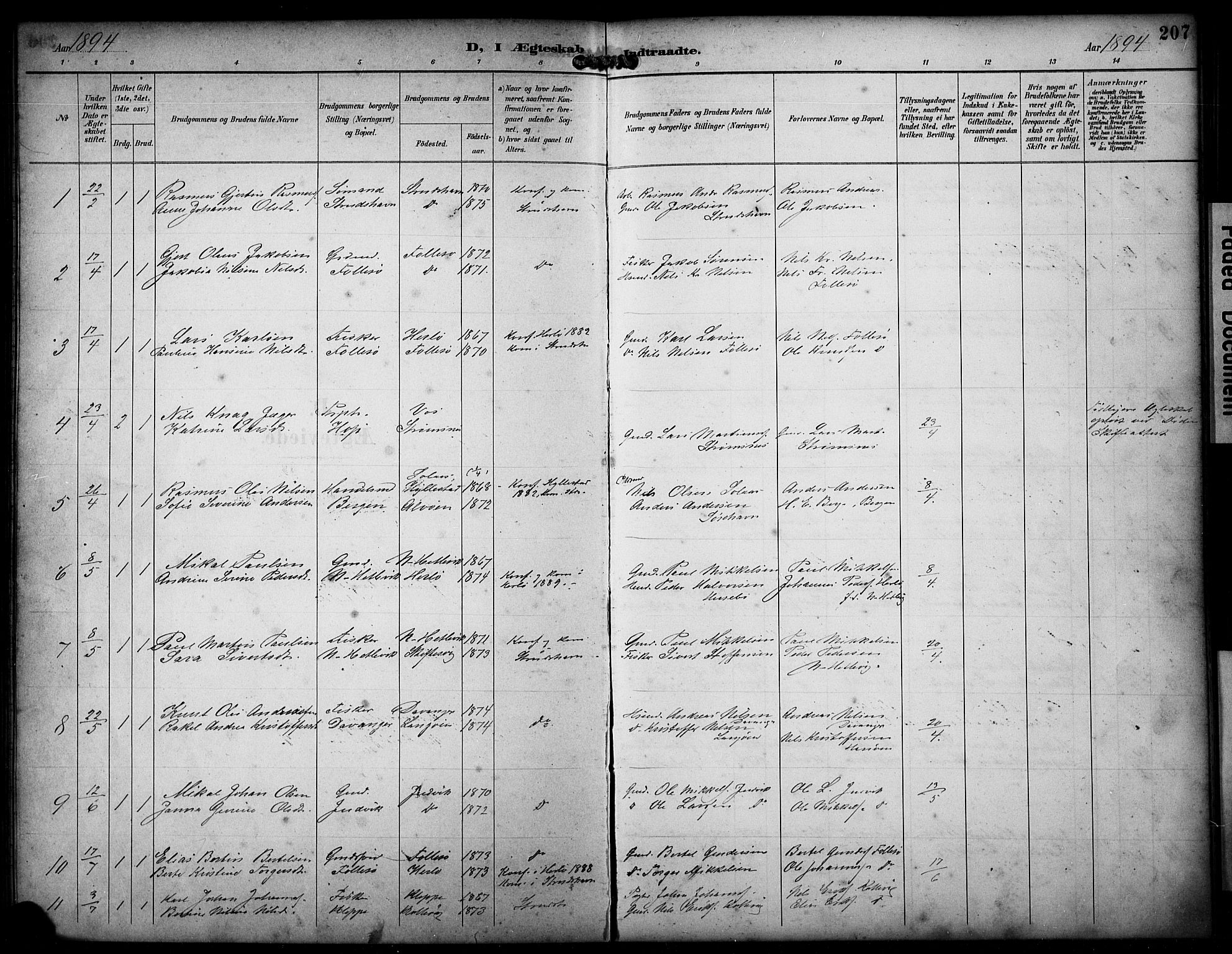 Askøy Sokneprestembete, SAB/A-74101/H/Ha/Hab/Haba/L0009: Parish register (copy) no. A 9, 1894-1903, p. 207