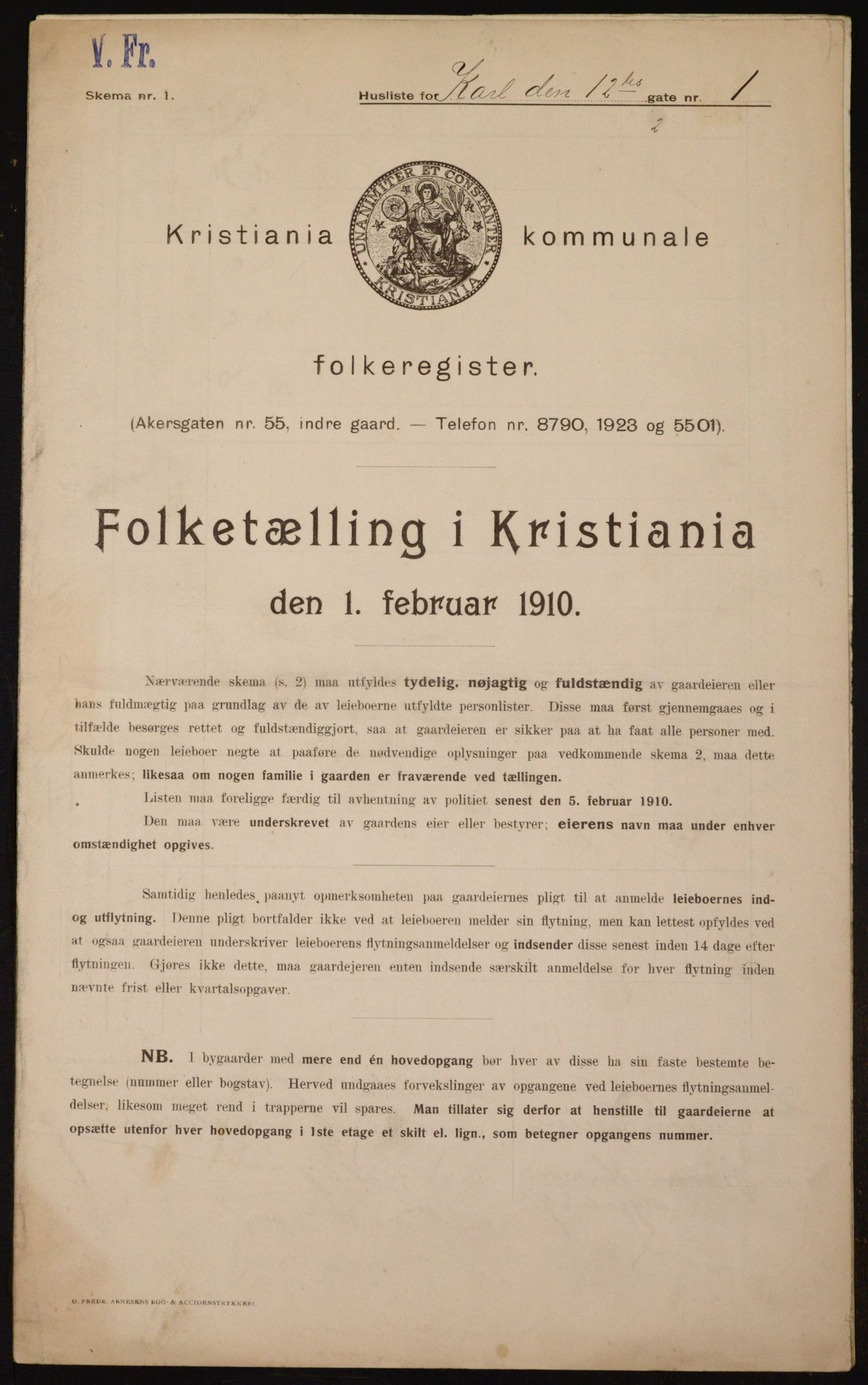 OBA, Municipal Census 1910 for Kristiania, 1910, p. 46853