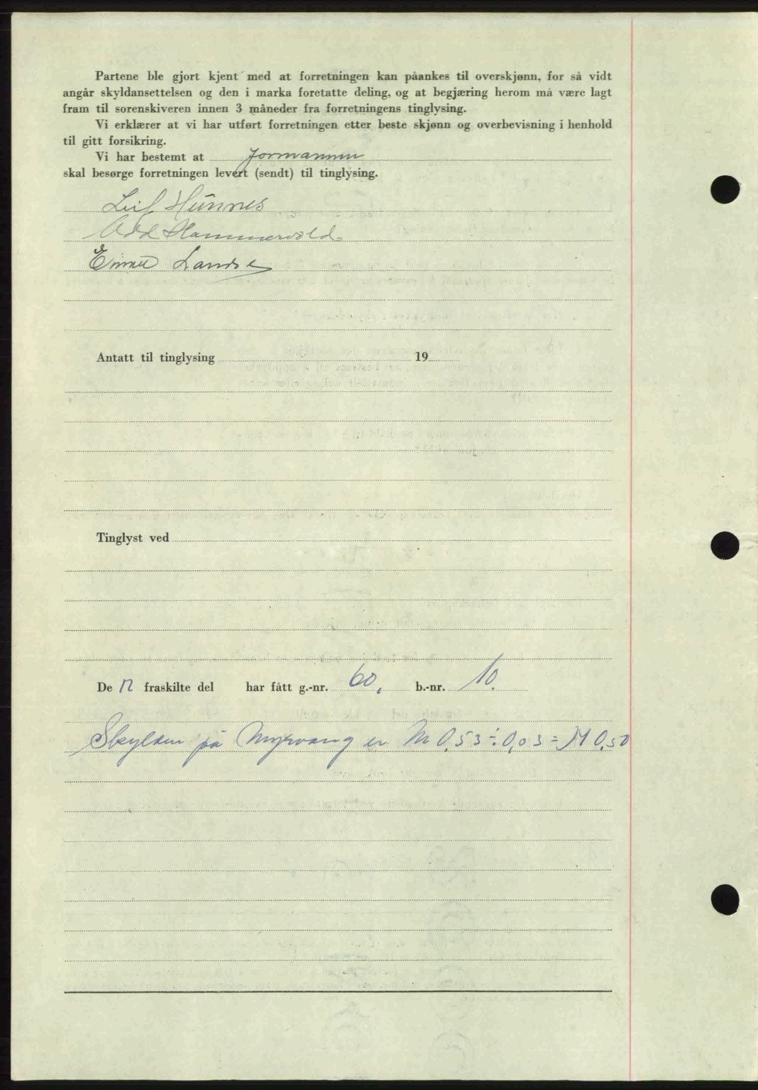 Romsdal sorenskriveri, AV/SAT-A-4149/1/2/2C: Mortgage book no. A28, 1948-1949, Diary no: : 290/1949