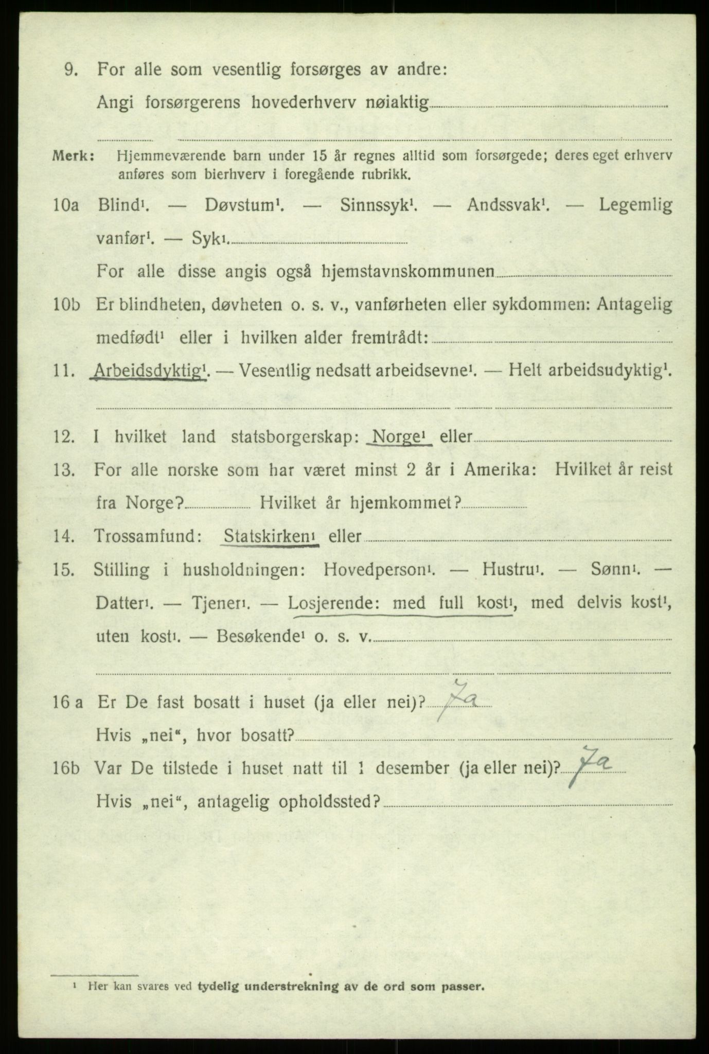 SAB, 1920 census for Kinsarvik, 1920, p. 3685