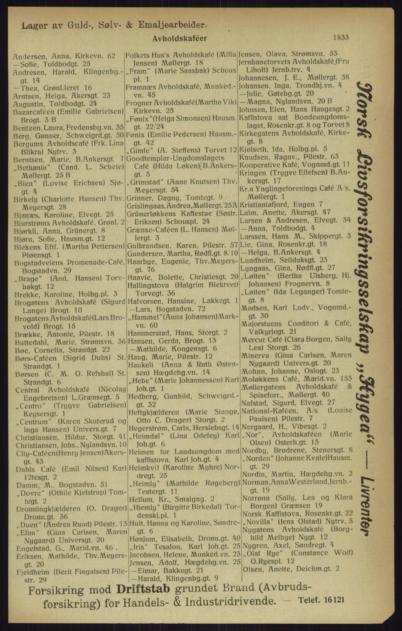 Kristiania/Oslo adressebok, PUBL/-, 1916, p. 1833