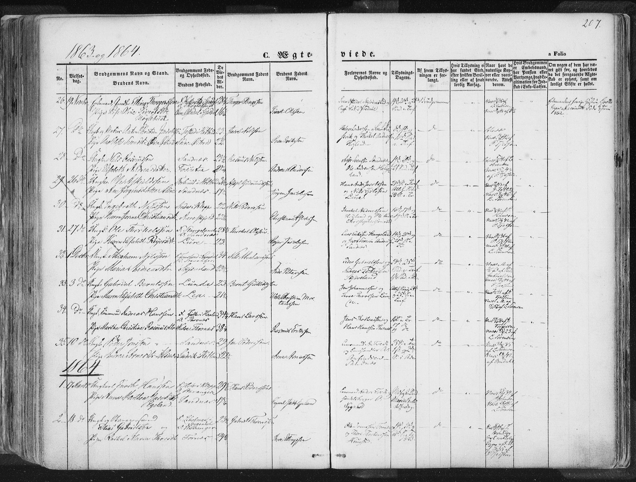 Høyland sokneprestkontor, SAST/A-101799/001/30BA/L0010: Parish register (official) no. A 9.1, 1857-1877, p. 207