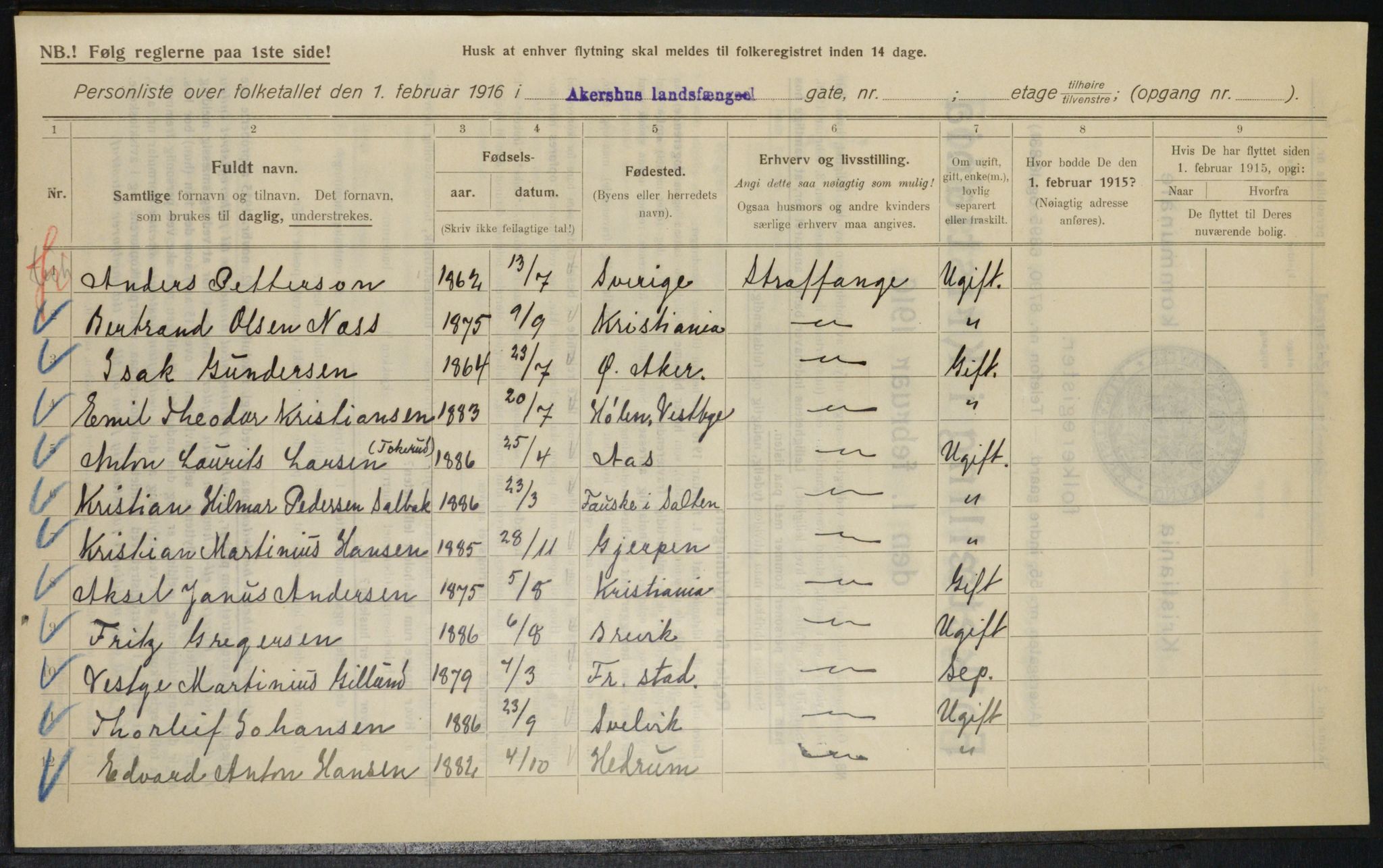 OBA, Municipal Census 1916 for Kristiania, 1916, p. 24609