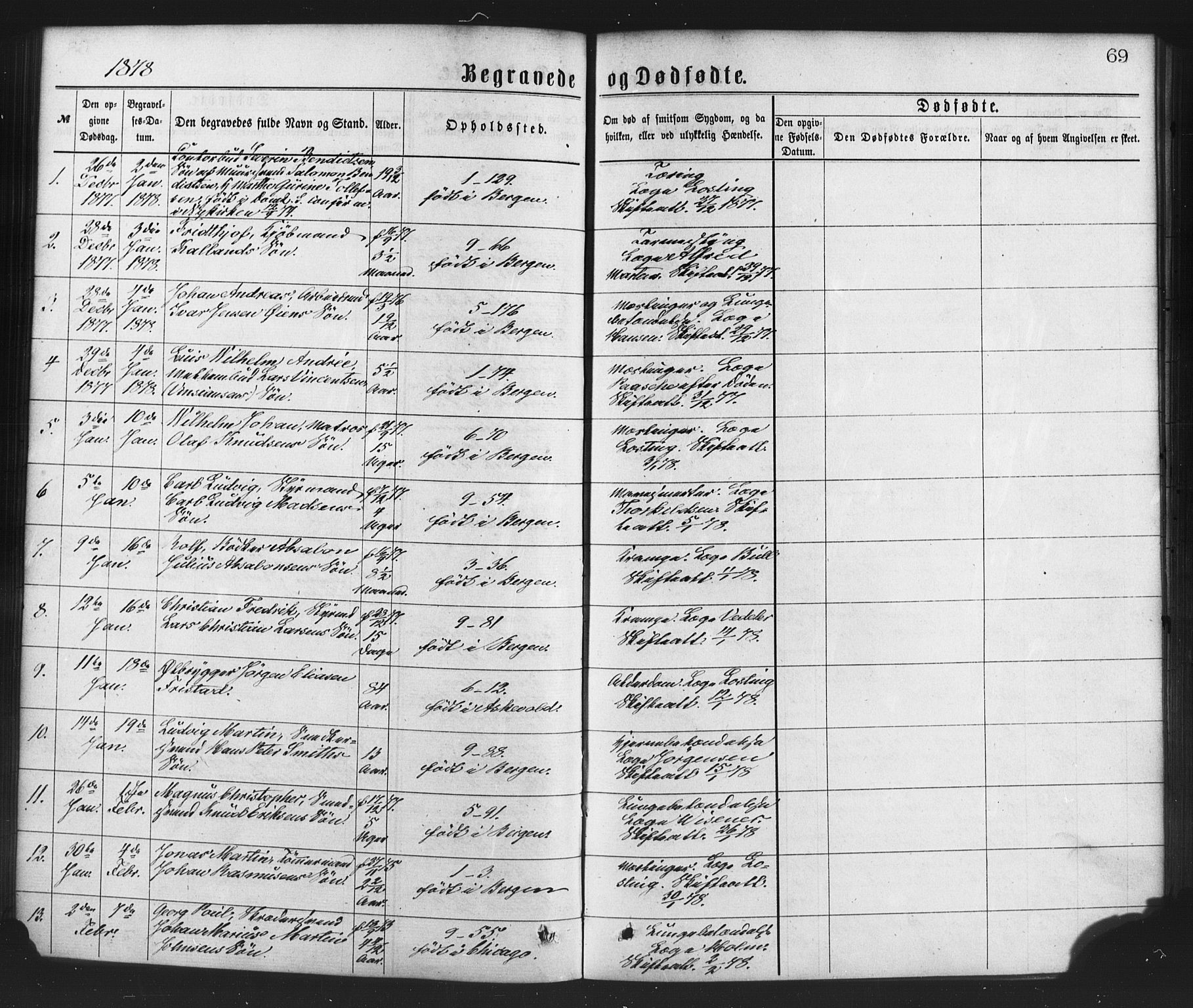 Nykirken Sokneprestembete, SAB/A-77101/H/Haa/L0043: Parish register (official) no. E 3, 1869-1882, p. 69