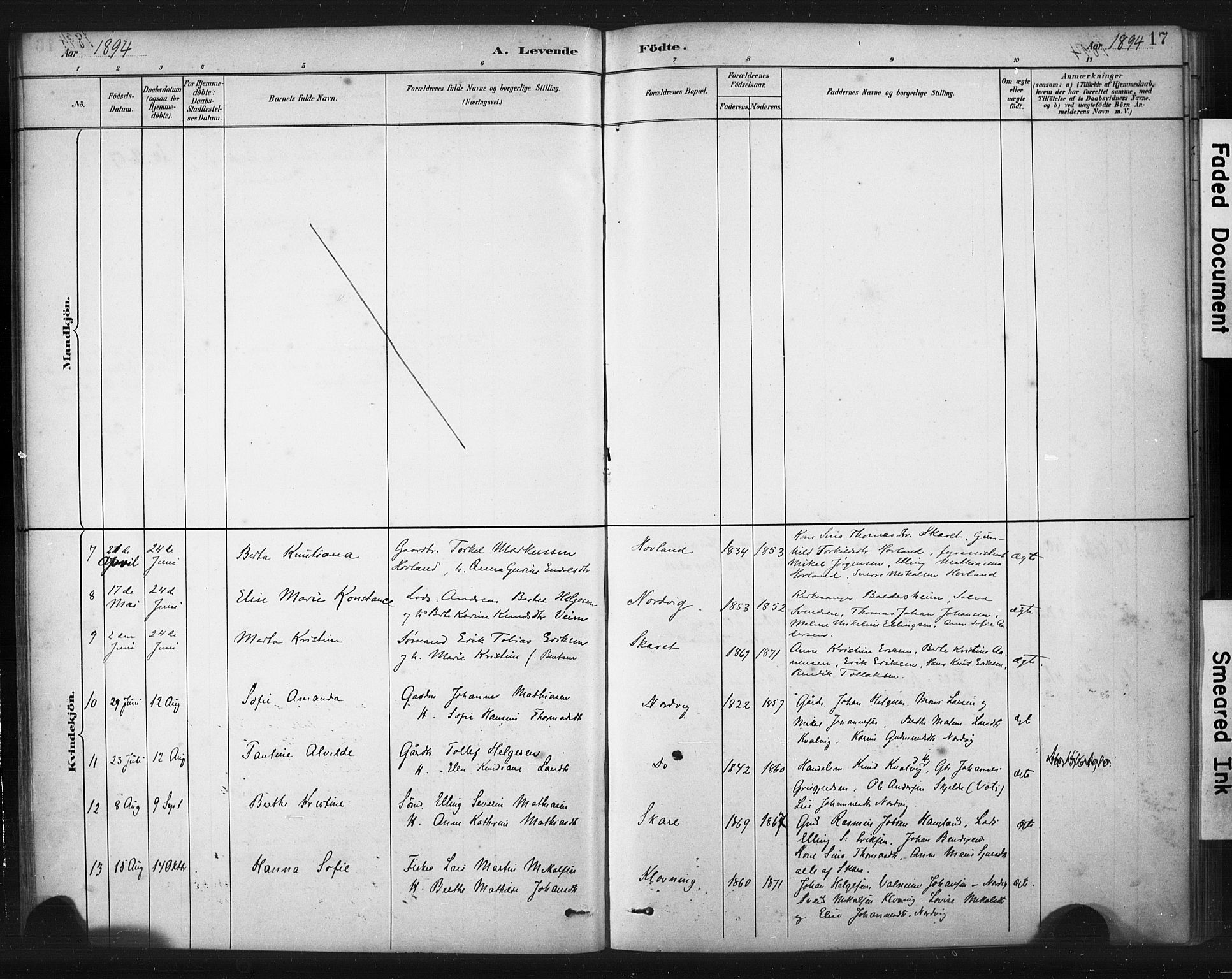 Torvastad sokneprestkontor, AV/SAST-A -101857/H/Ha/Haa/L0016: Parish register (official) no. A 15, 1883-1903, p. 17