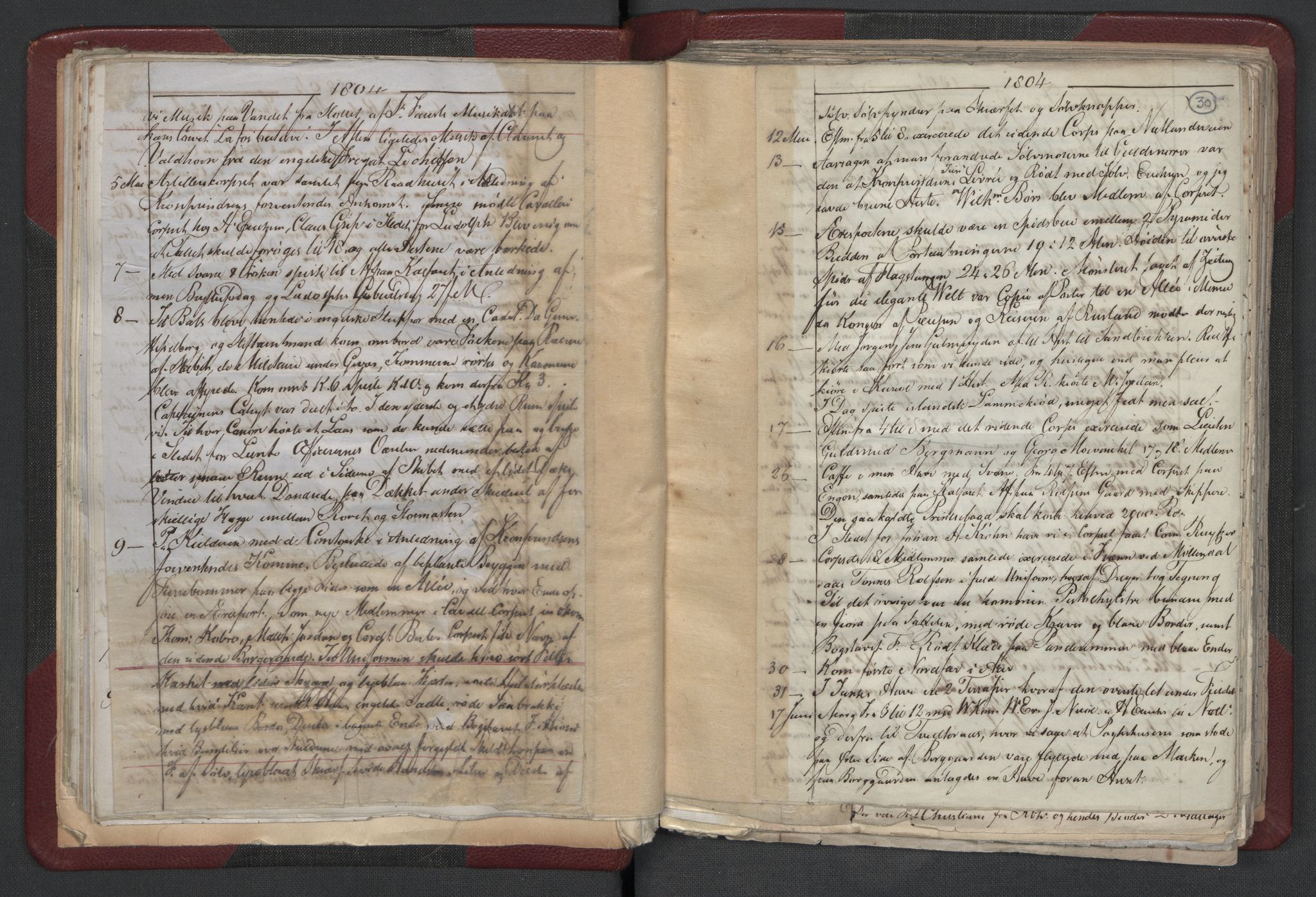 Meltzer, Fredrik, AV/RA-PA-0028/F/L0001: Dagbok for årene 1796-1808, 1811, 1817, 1796-1817, p. 29b-30a