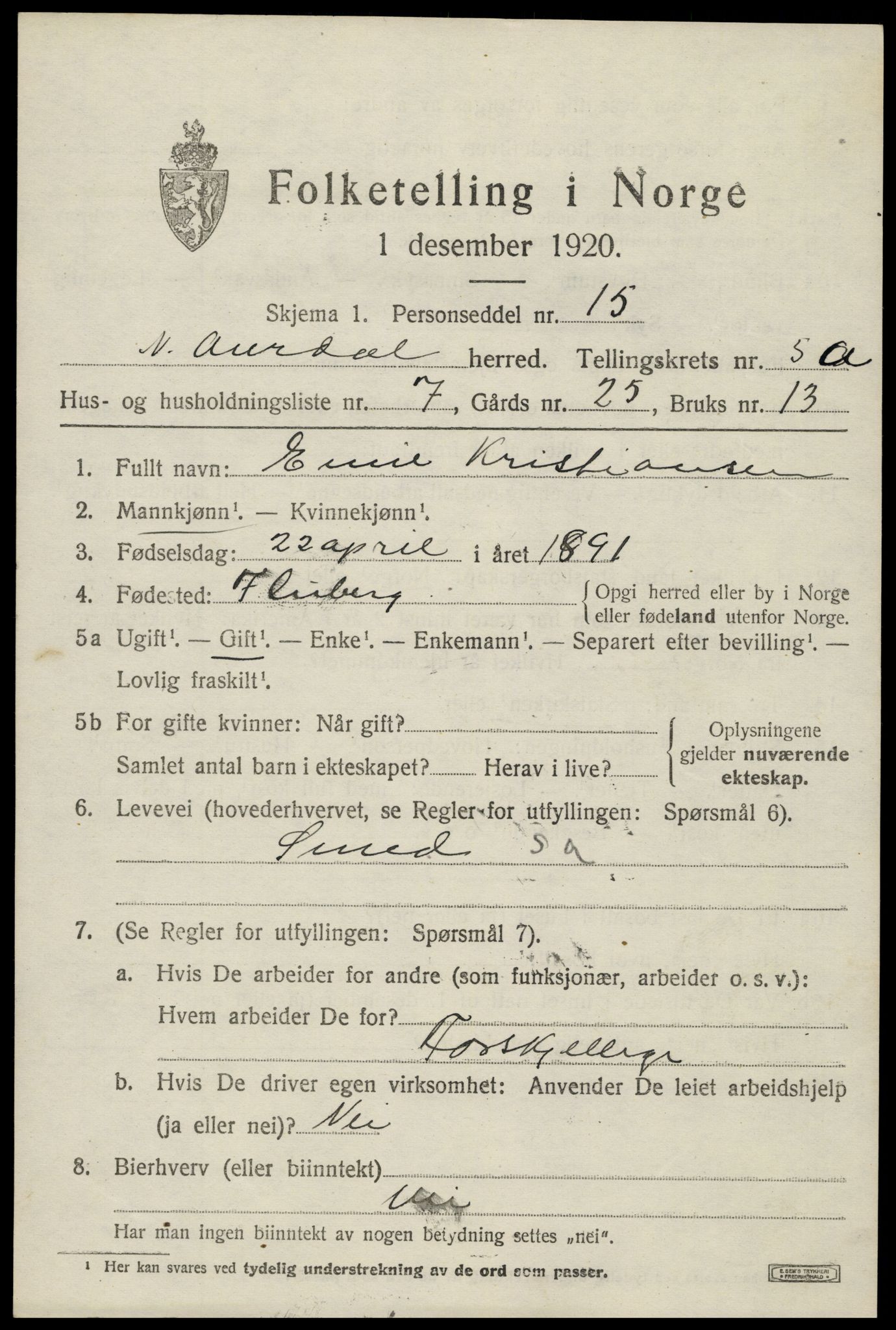 SAH, 1920 census for Nord-Aurdal, 1920, p. 4768