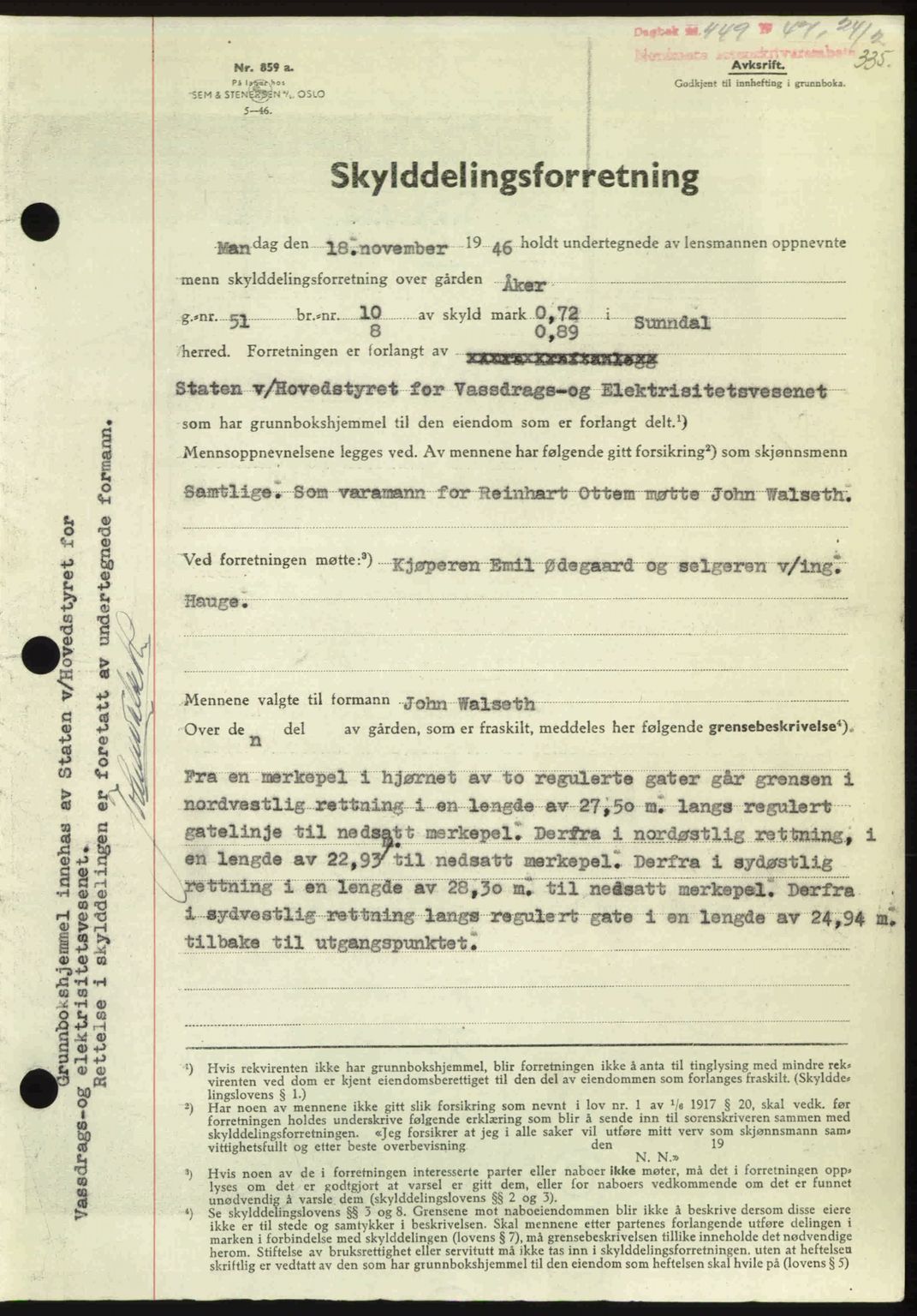 Nordmøre sorenskriveri, AV/SAT-A-4132/1/2/2Ca: Mortgage book no. A104, 1947-1947, Diary no: : 449/1947