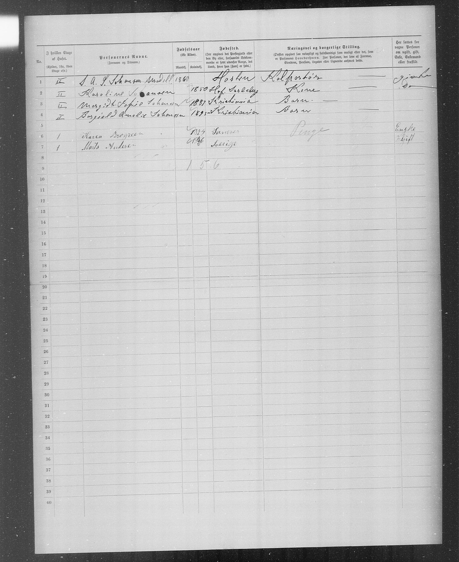 OBA, Municipal Census 1899 for Kristiania, 1899, p. 2672