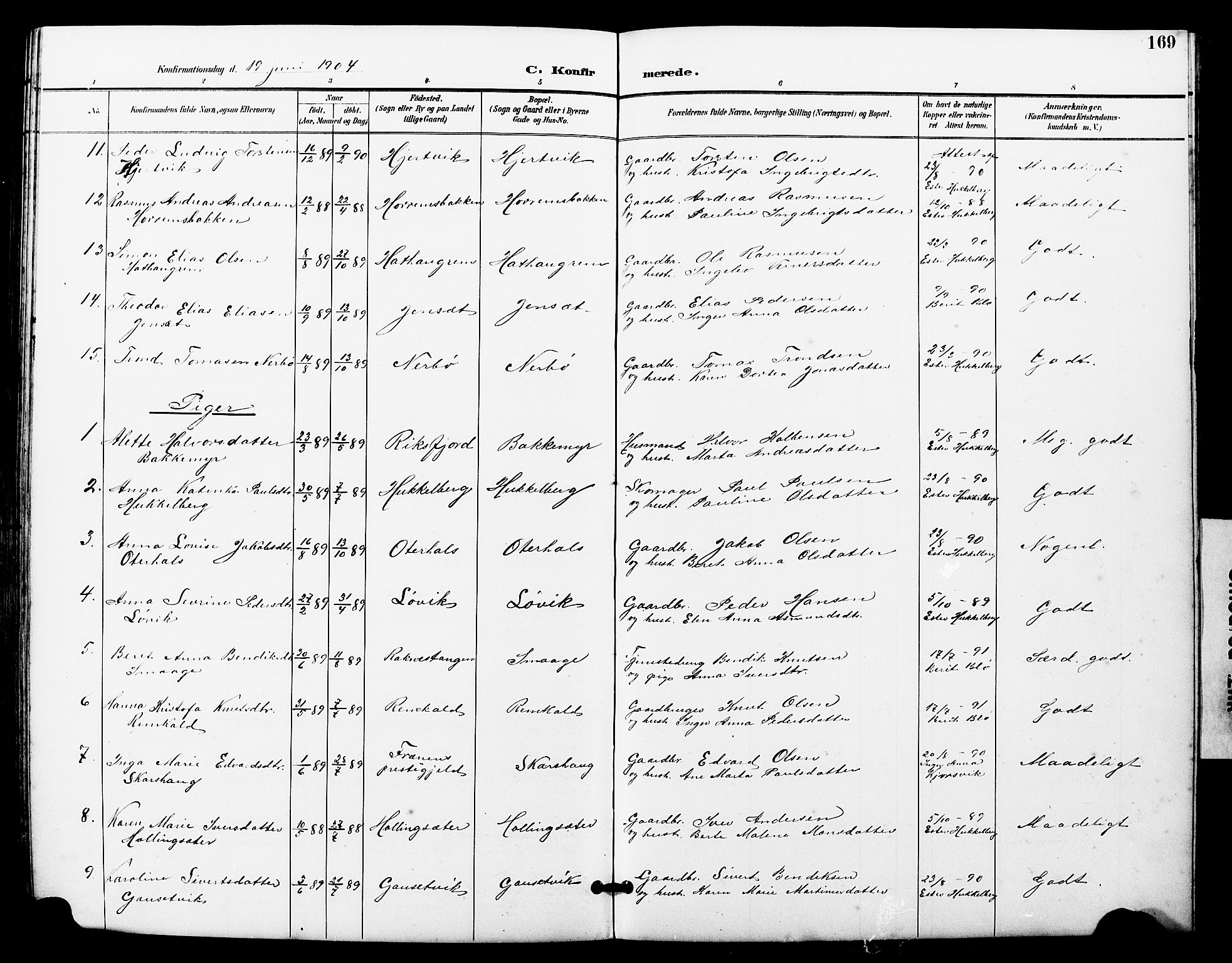 Ministerialprotokoller, klokkerbøker og fødselsregistre - Møre og Romsdal, SAT/A-1454/560/L0725: Parish register (copy) no. 560C02, 1895-1930, p. 169