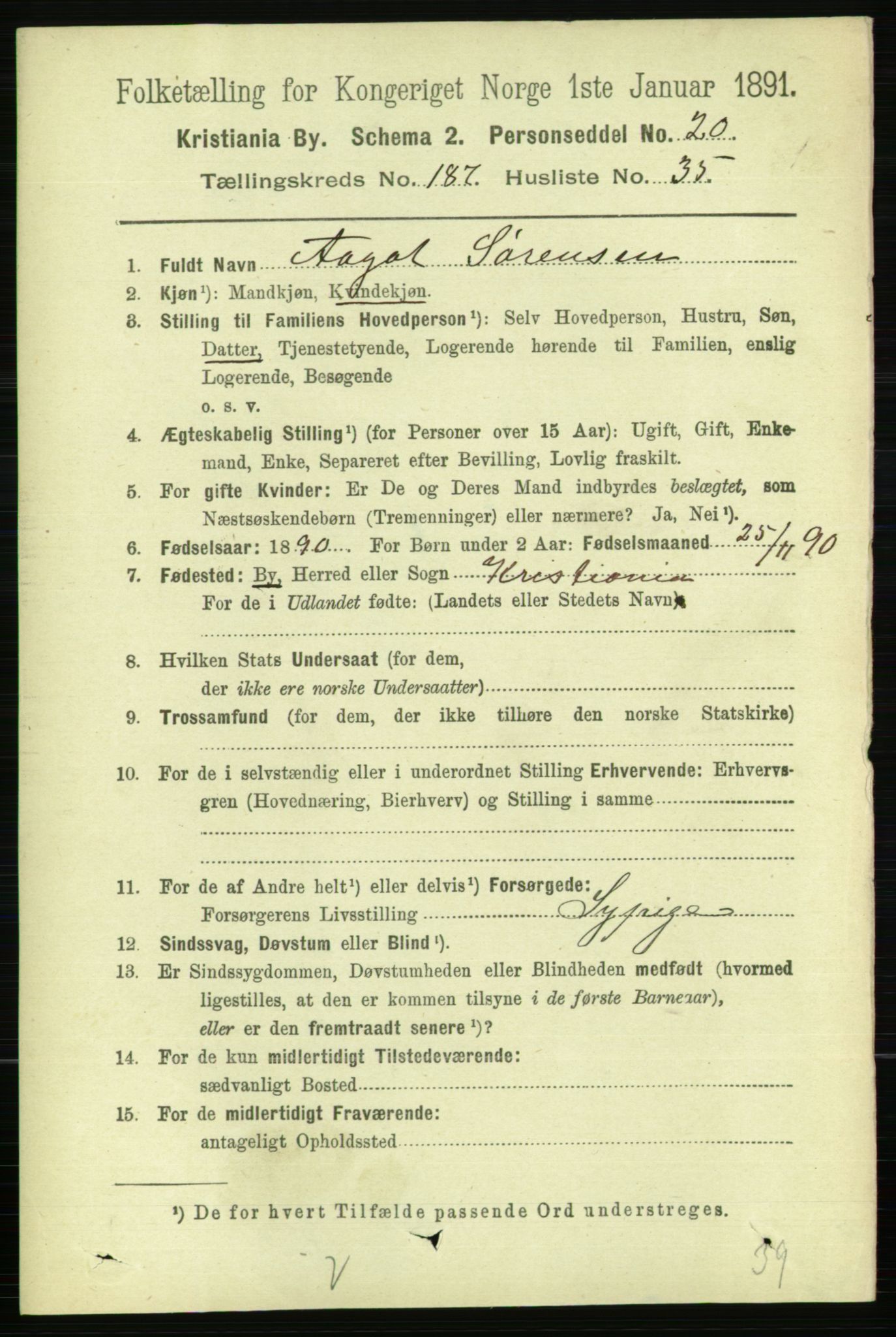 RA, 1891 census for 0301 Kristiania, 1891, p. 112547