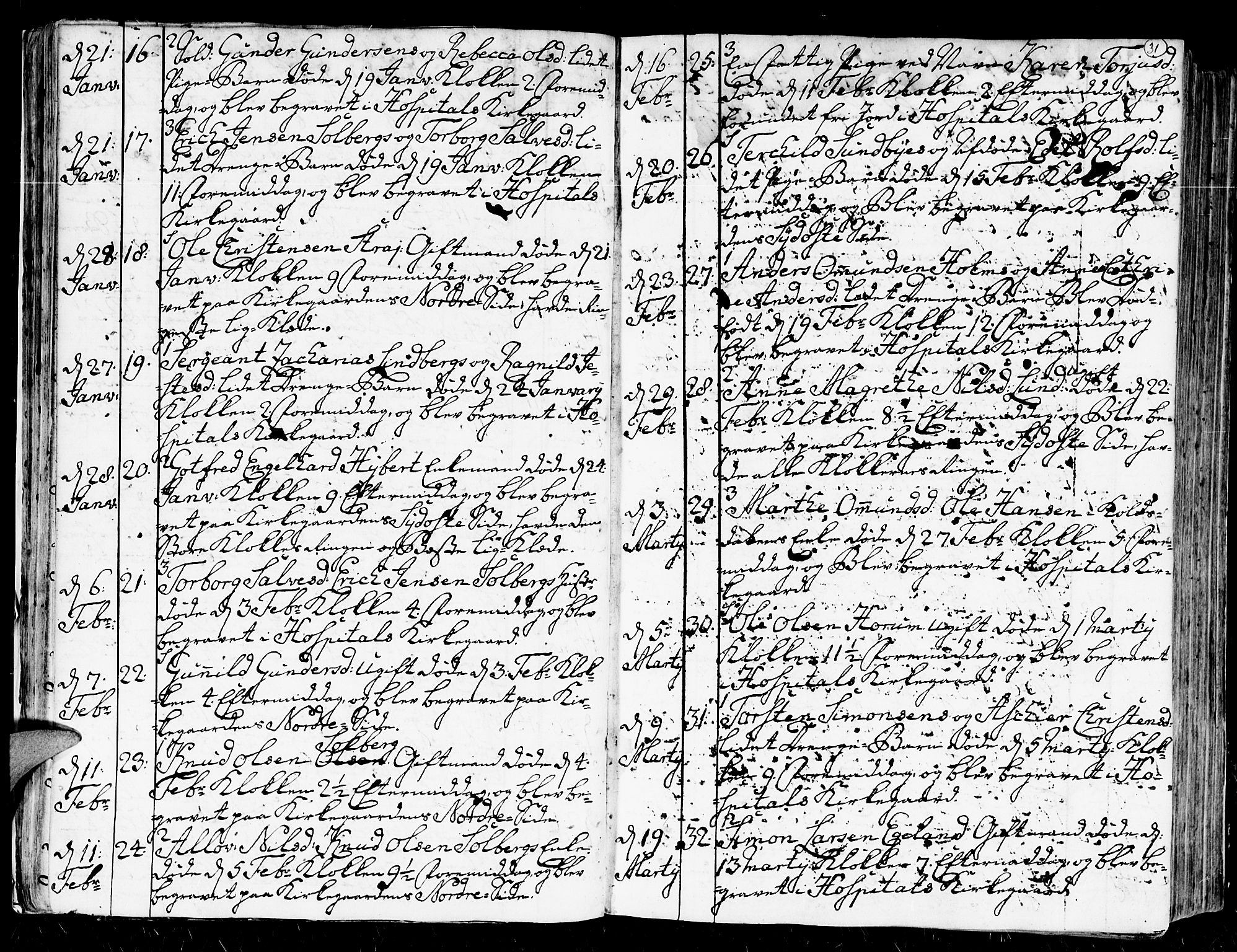 Kristiansand domprosti, AV/SAK-1112-0006/F/Fa/L0004: Parish register (official) no. A 4, 1762-1794, p. 31
